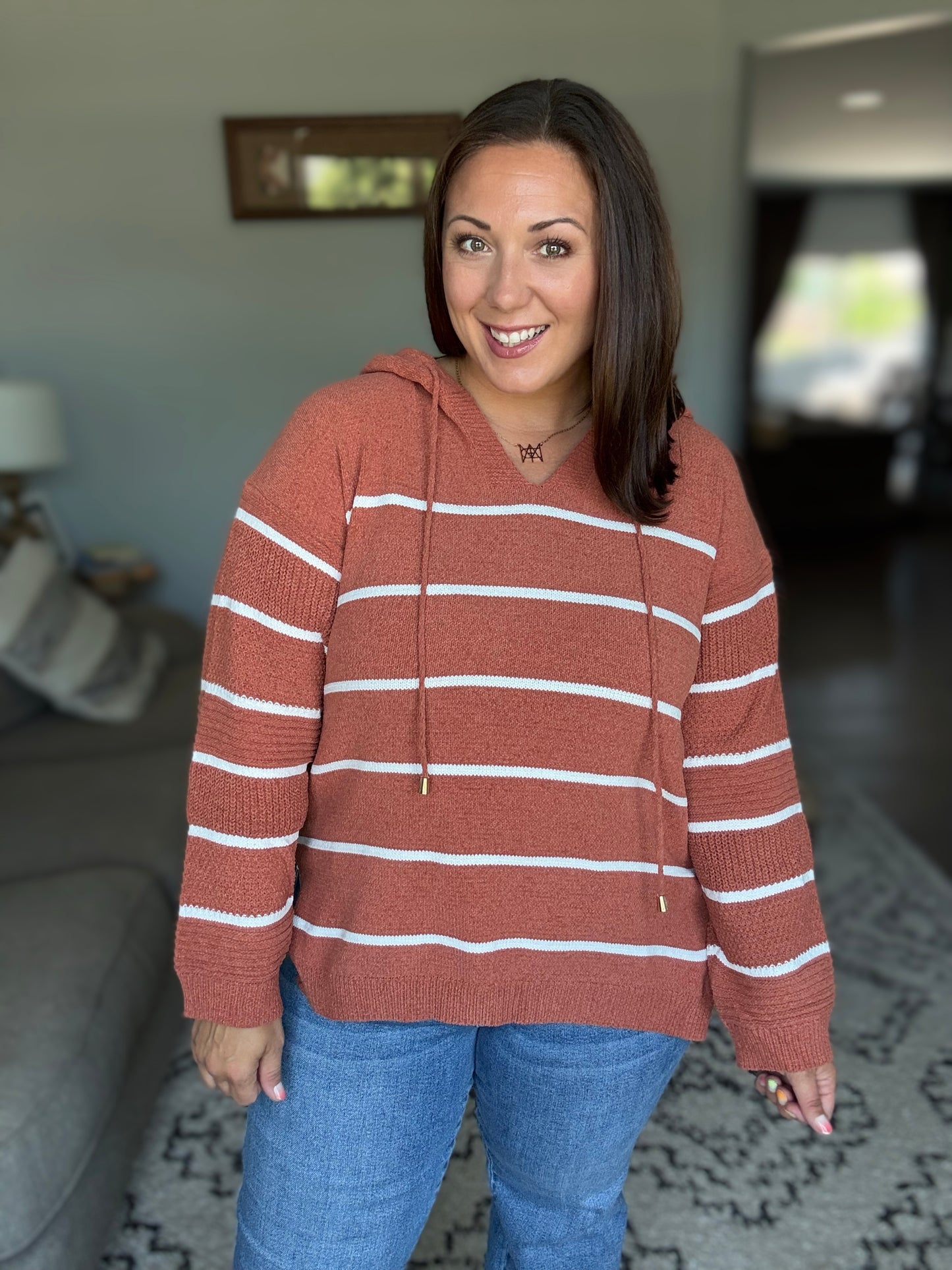 Michelle Mae Maddie Striped Hoodie - Pumpkin Spice