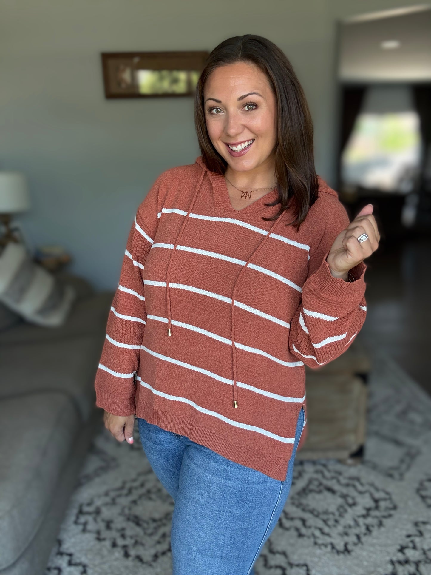 Michelle Mae Maddie Striped Hoodie - Pumpkin Spice