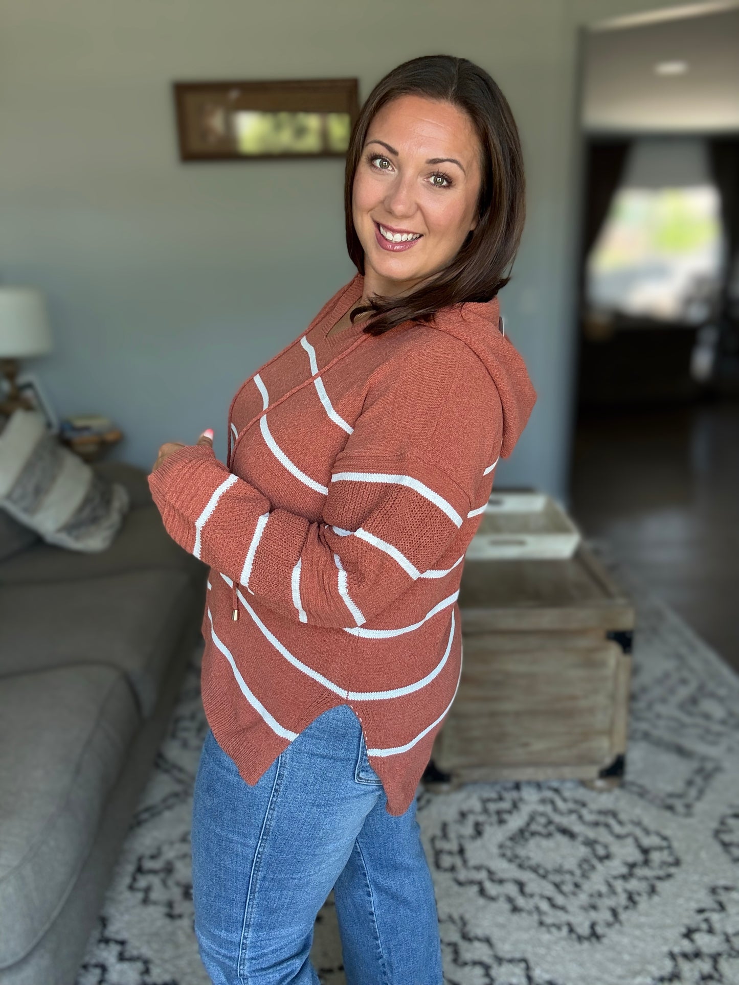 Michelle Mae Maddie Striped Hoodie - Pumpkin Spice