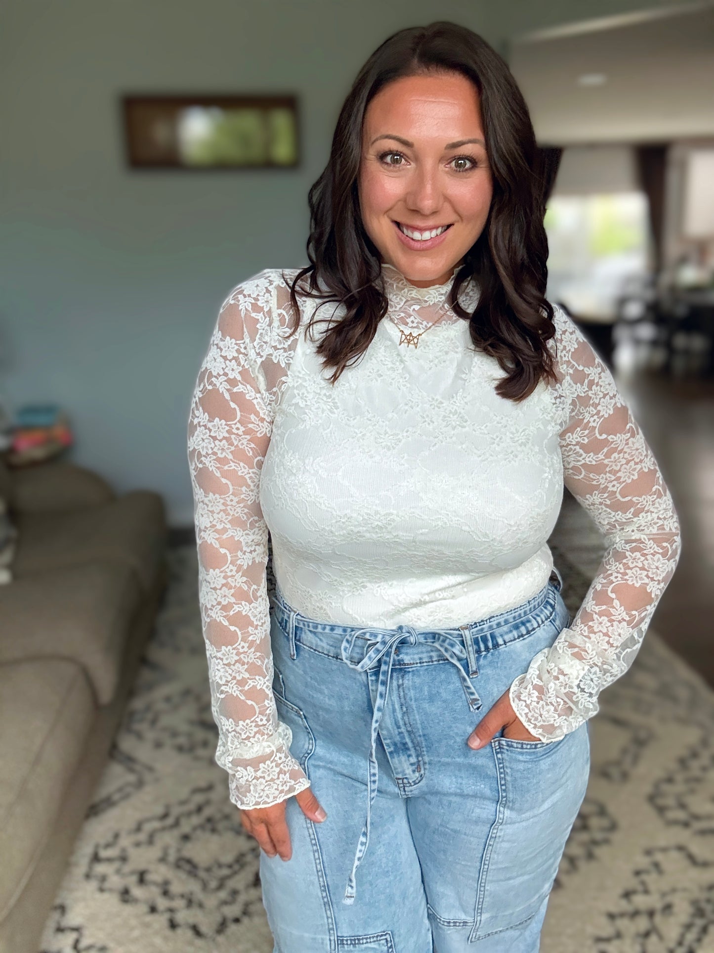 Sheer Intentions Lace Layering Top in Ivory