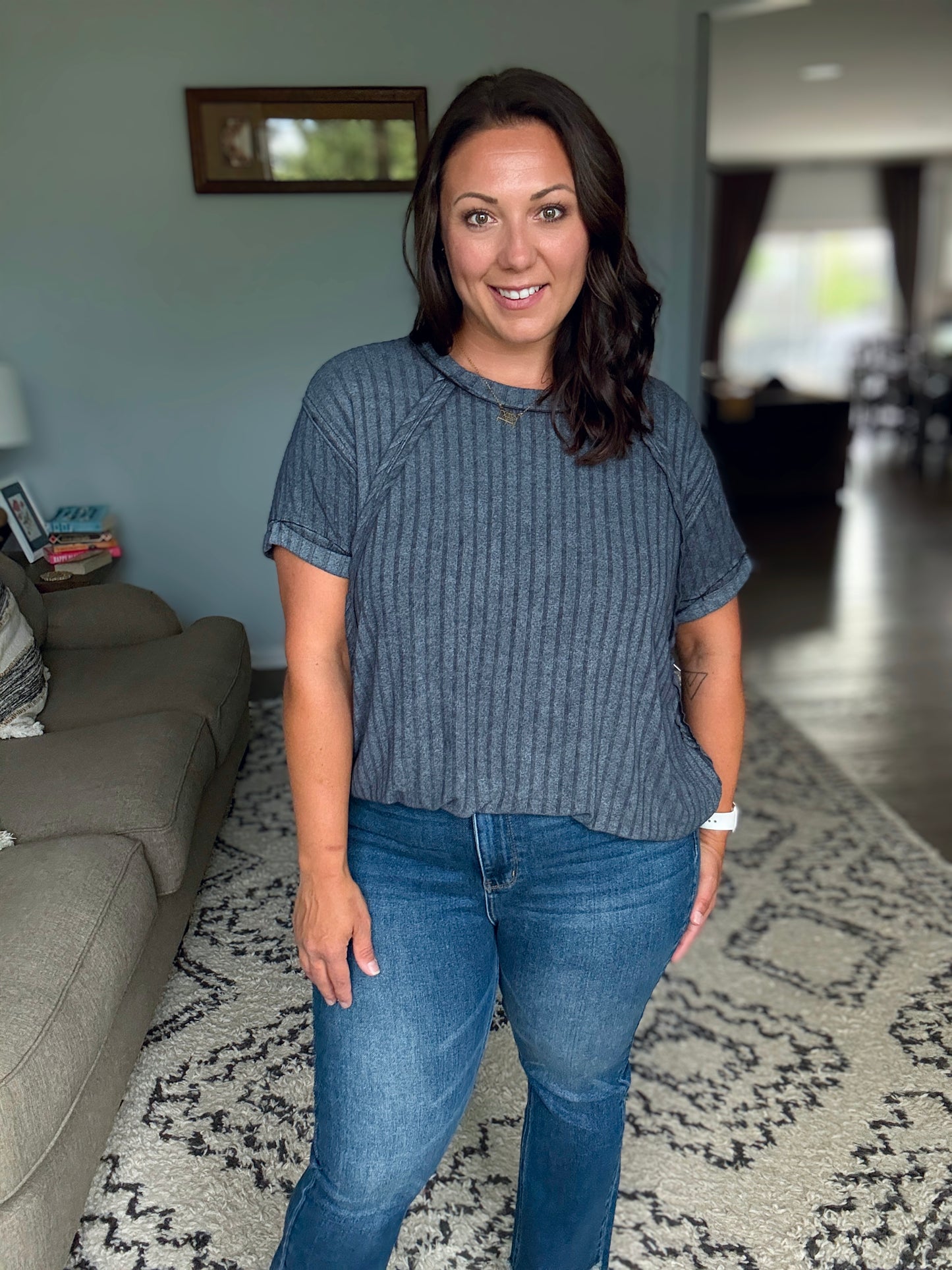 Sunday's Bestie Mineral Wash Top in Ash Black