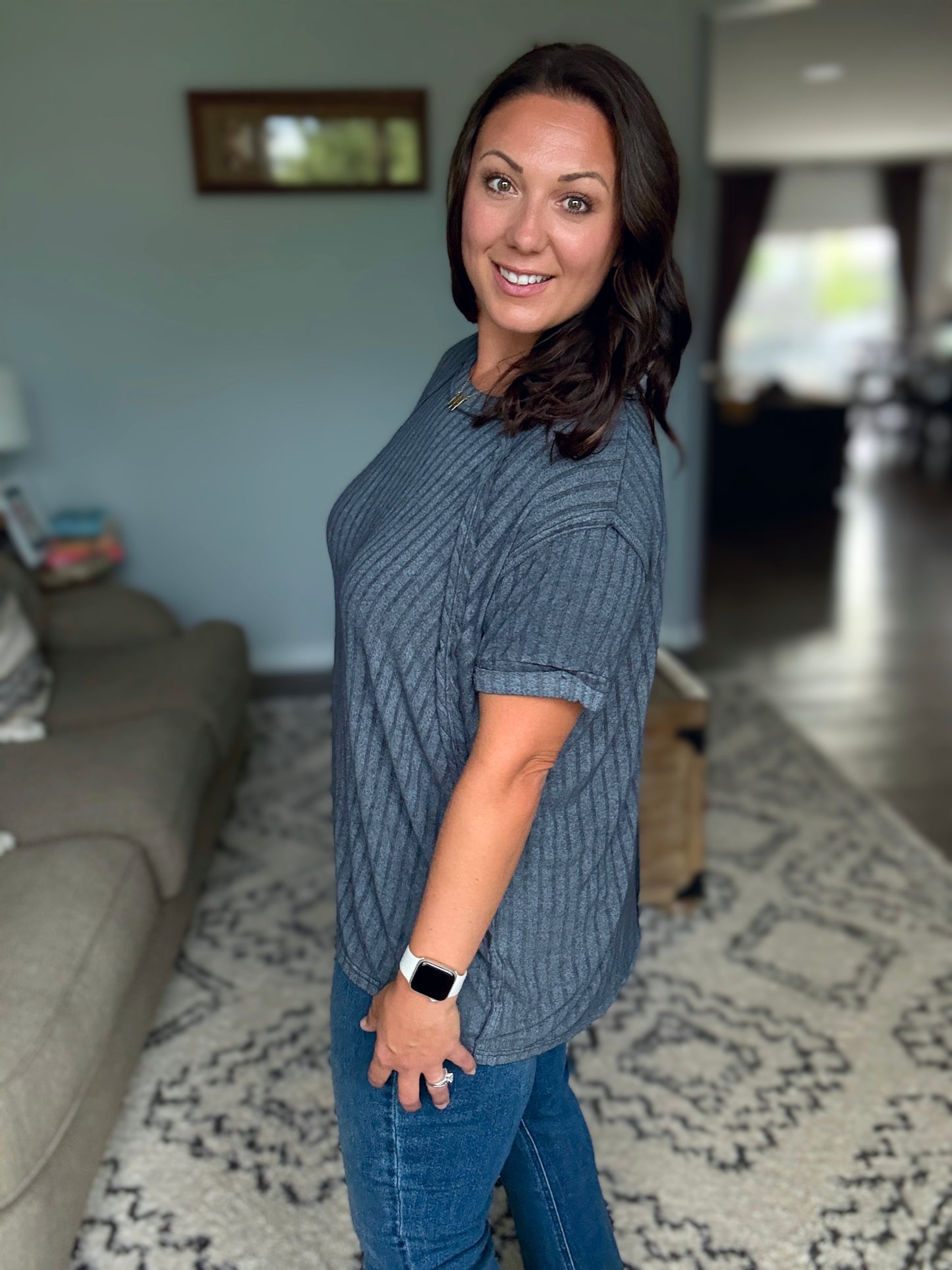 Sunday's Bestie Mineral Wash Top in Ash Black