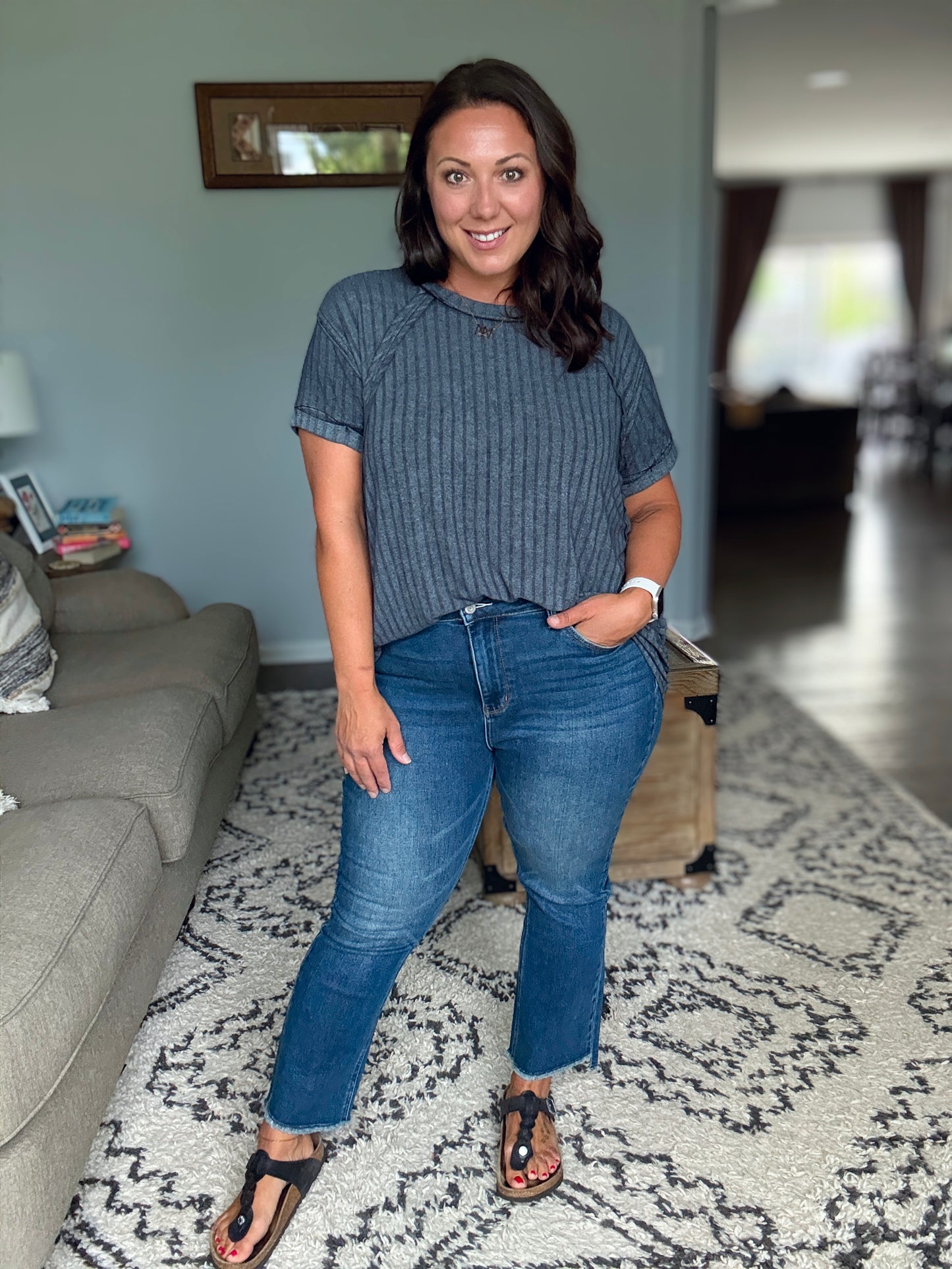 Nova High Waist Dark Wash Kick Flare