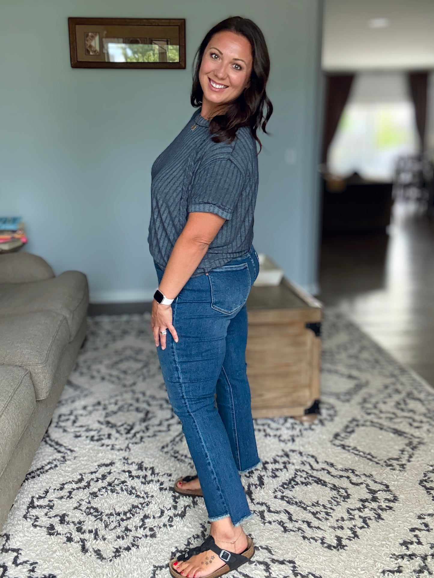Nova High Waist Dark Wash Kick Flare