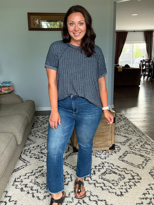 Nova High Waist Dark Wash Kick Flare