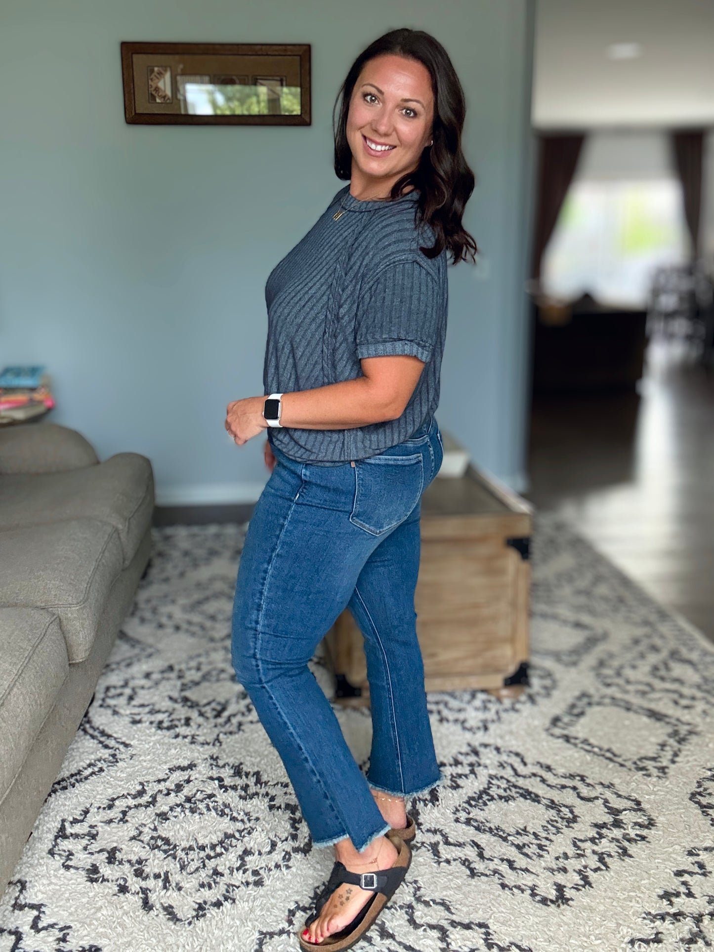 Nova High Waist Dark Wash Kick Flare