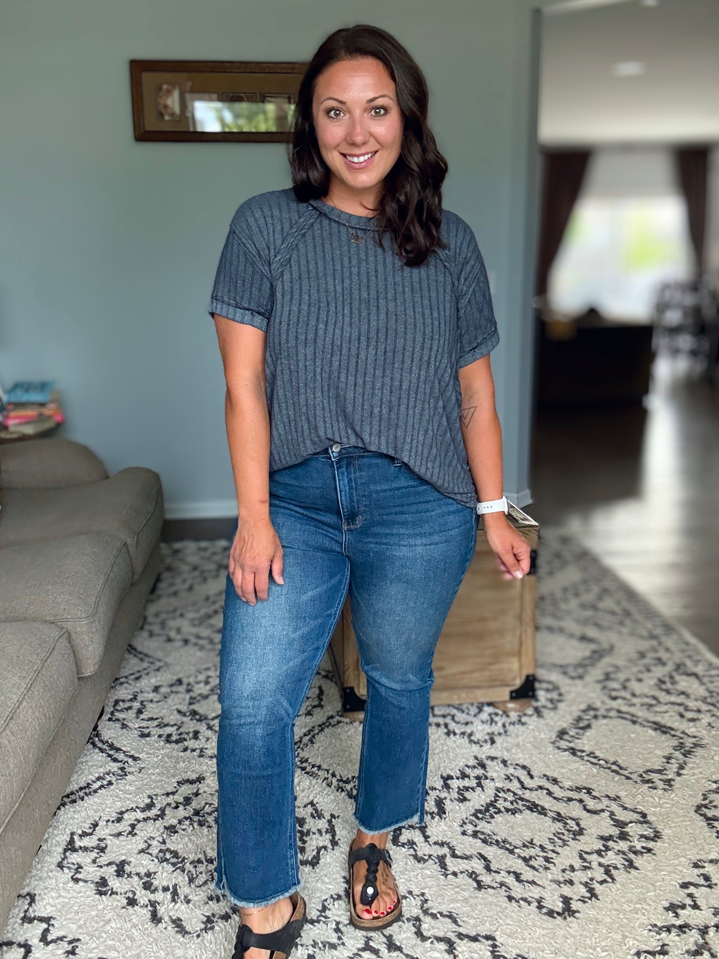 Nova High Waist Dark Wash Kick Flare