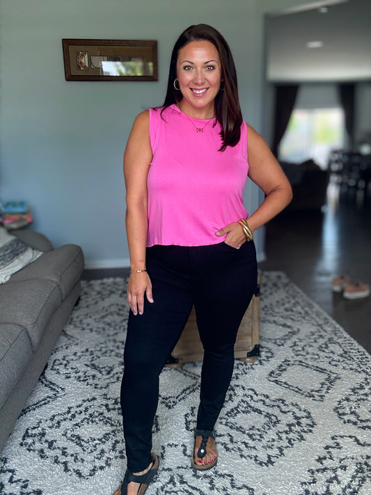 Judy Blue Nicole Nicole Tummy Control Shield Pocket Skinny Jeans in Black