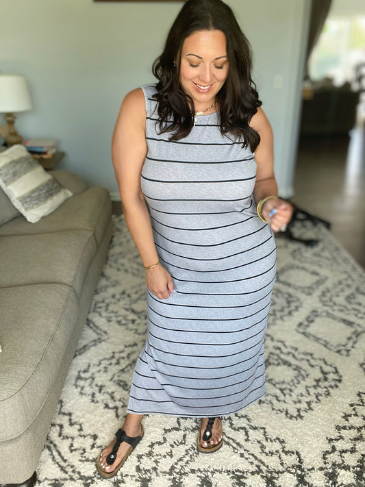 Still Got It Sleeveless Maxi In Gray
