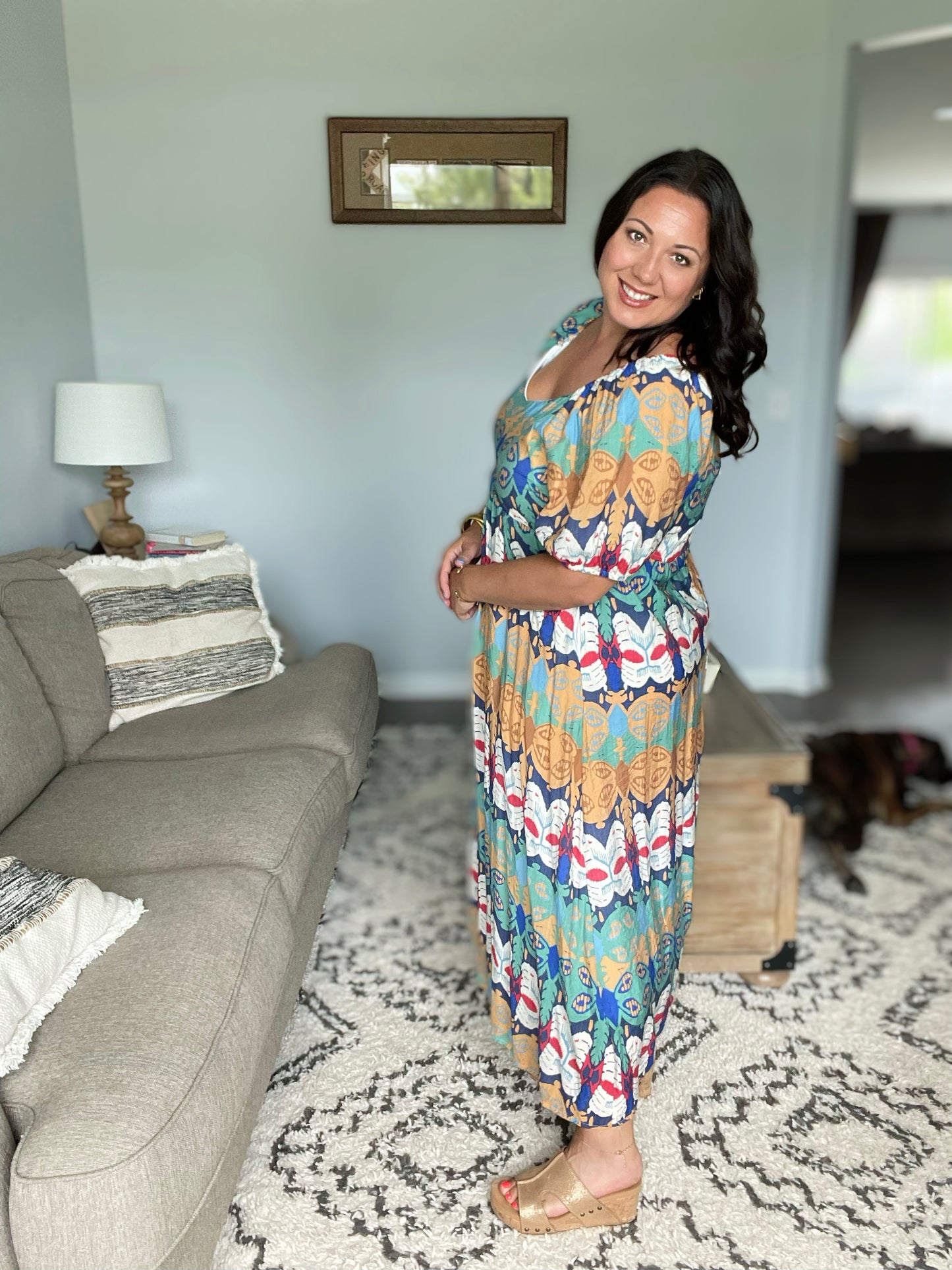 Shaping Reality V-Neck Balloon Sleeve Dress