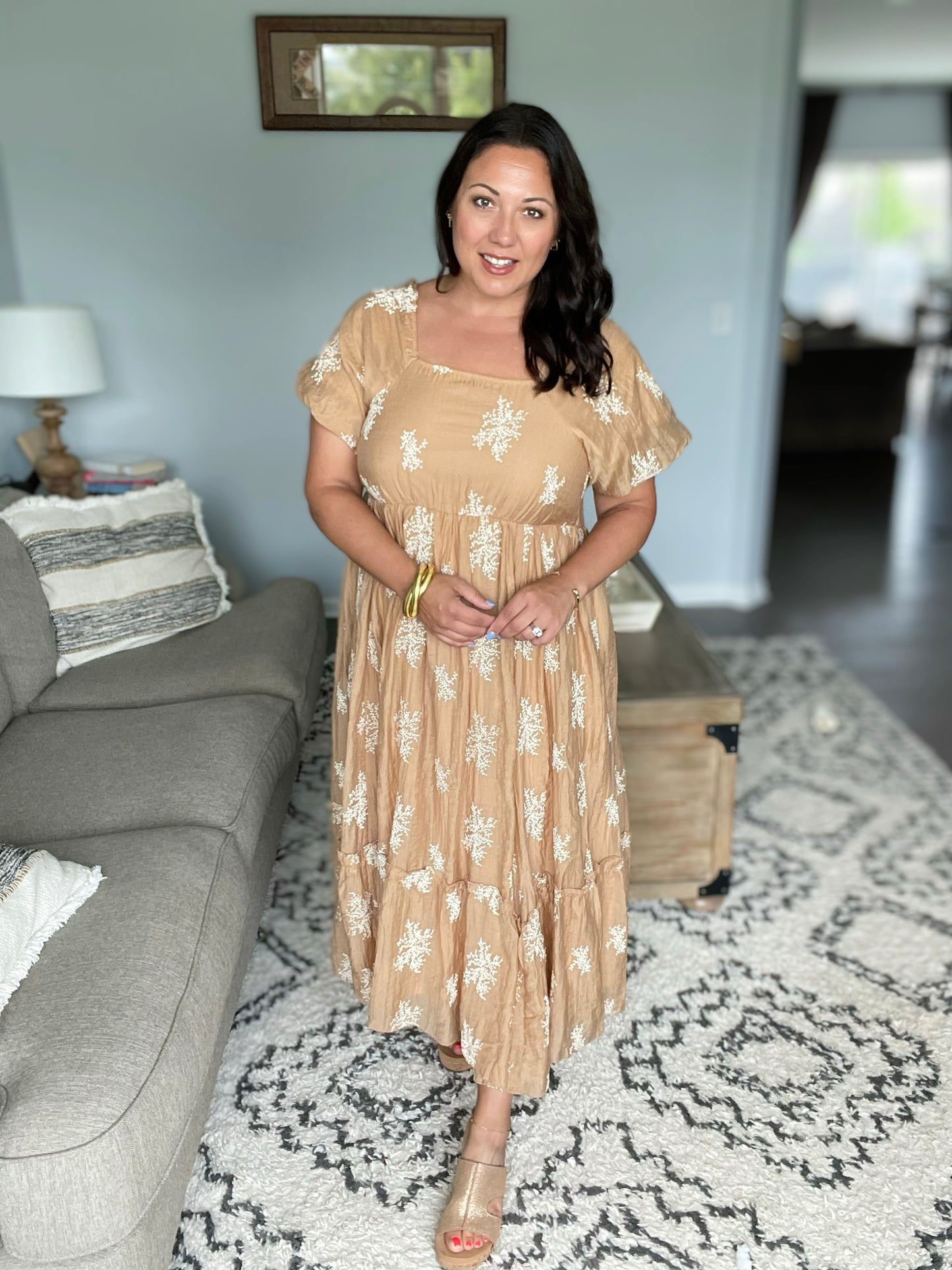 Trusting My Intuition Balloon Sleeve Dress in Camel