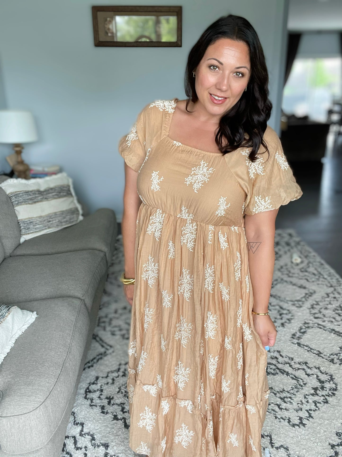 Trusting My Intuition Balloon Sleeve Dress in Camel