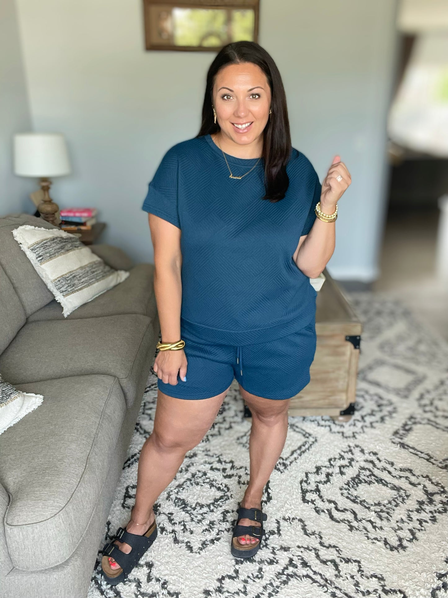 Textured Short Sleeve Top and Shorts Set in 11 Colors