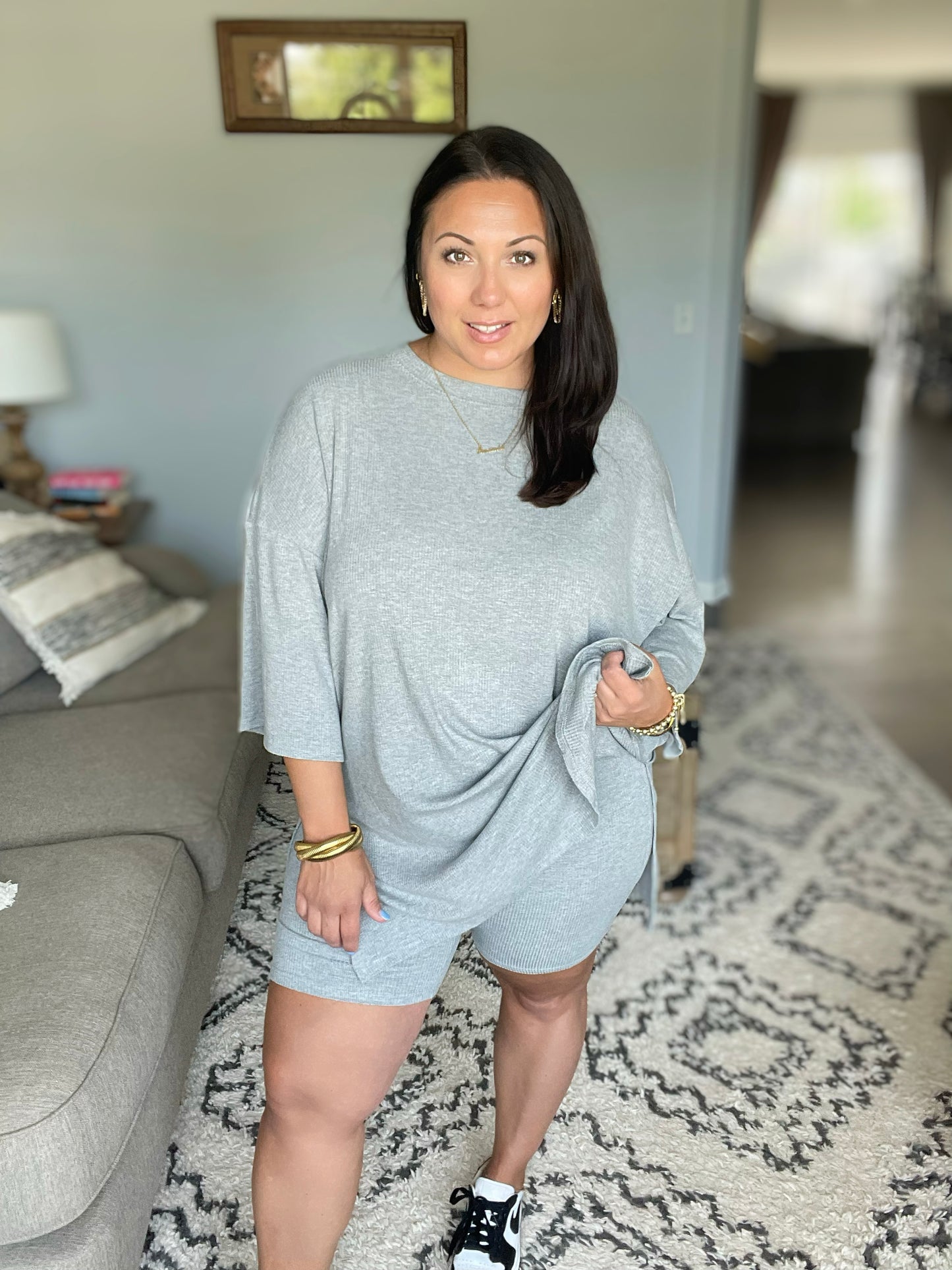Live and Play Luxe Biker Set in Grey