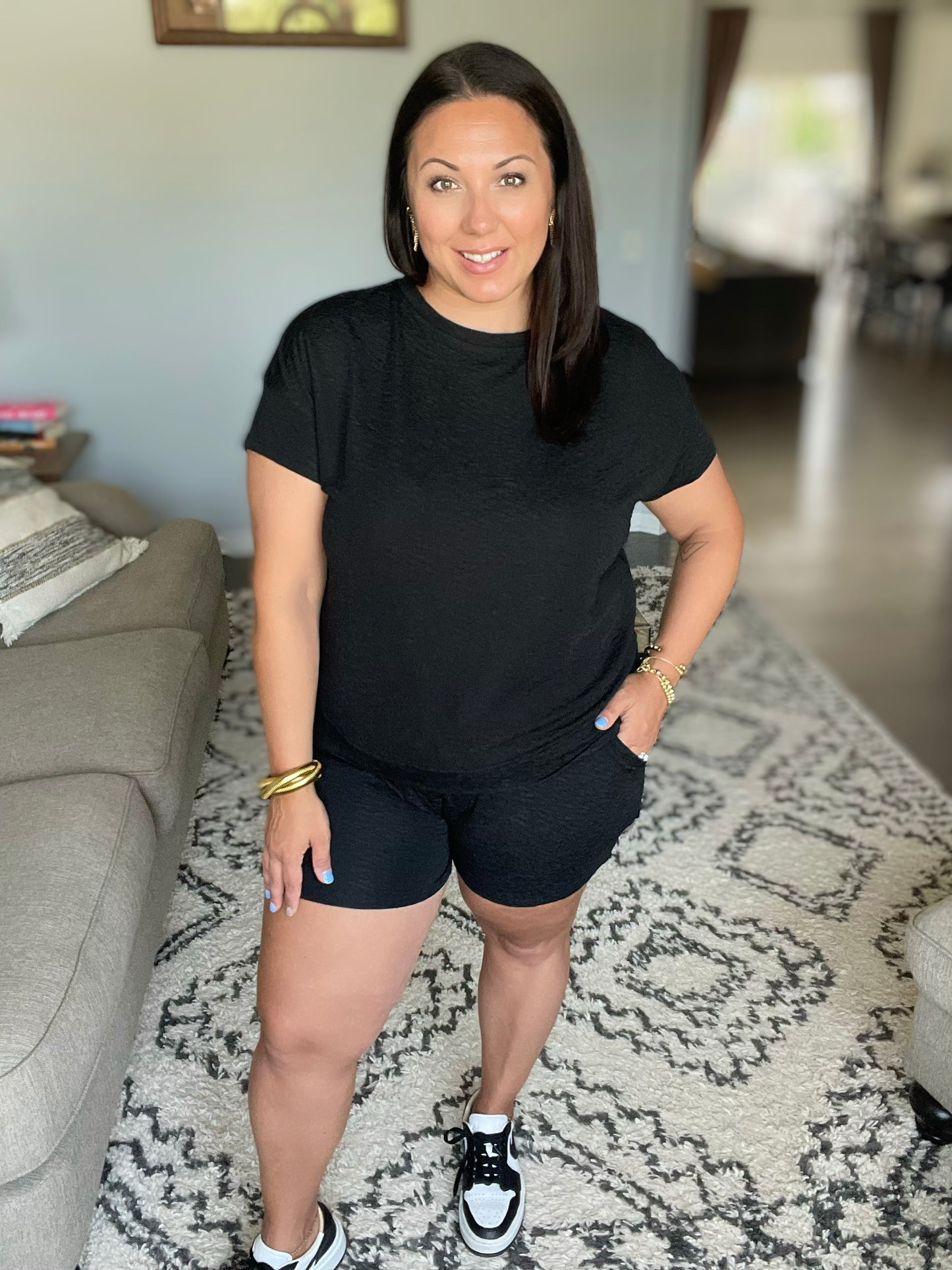Textured Slinky Short Sleeve and Shorts Set in 5 colors