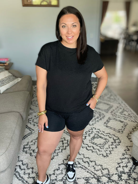 Textured Slinky Short Sleeve and Shorts Set in 5 colors