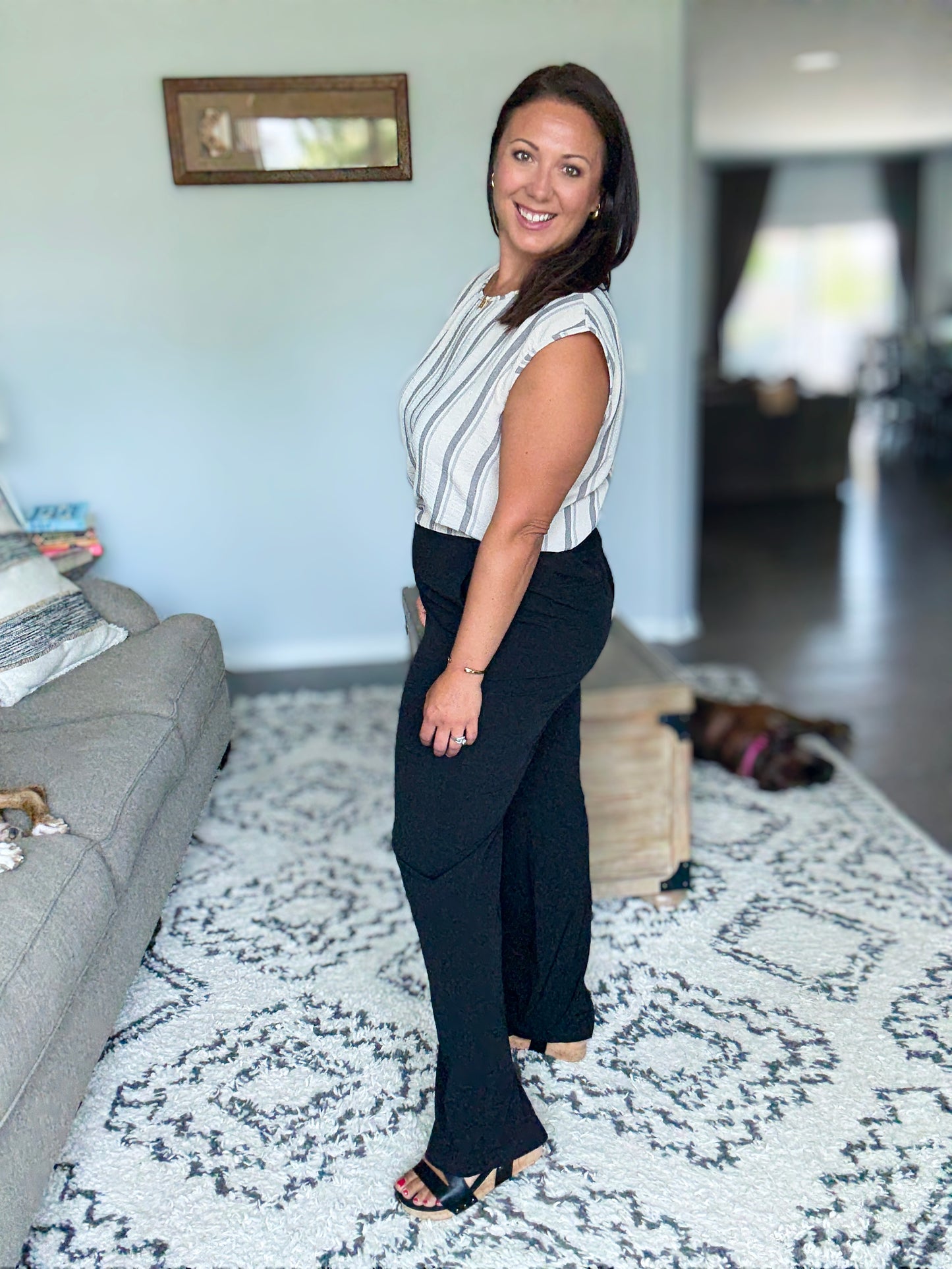 Peachy Keen Straight Leg Trousers in Black