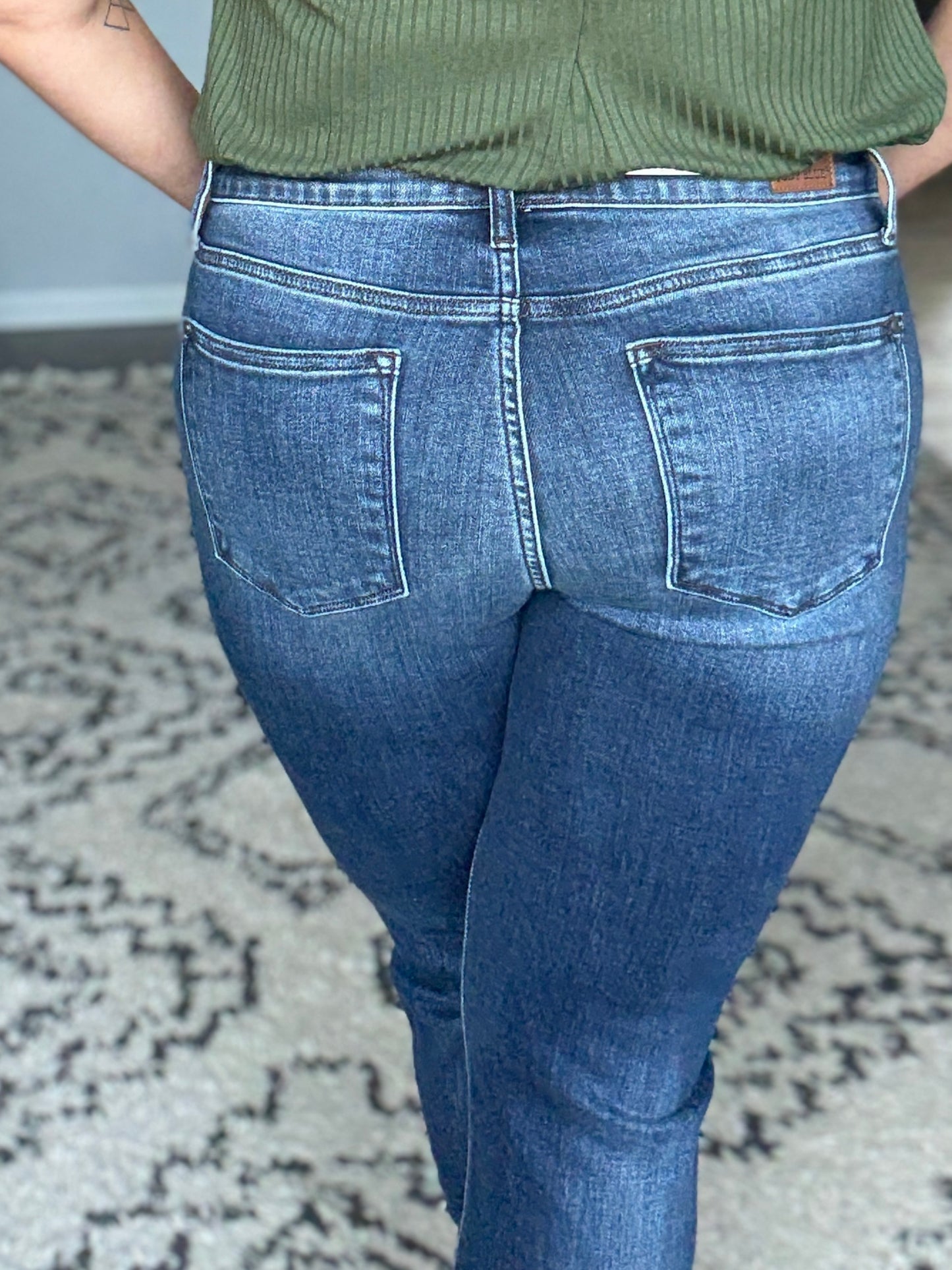 Amber Cuffed Slim Fit Dark Wash Jeans
