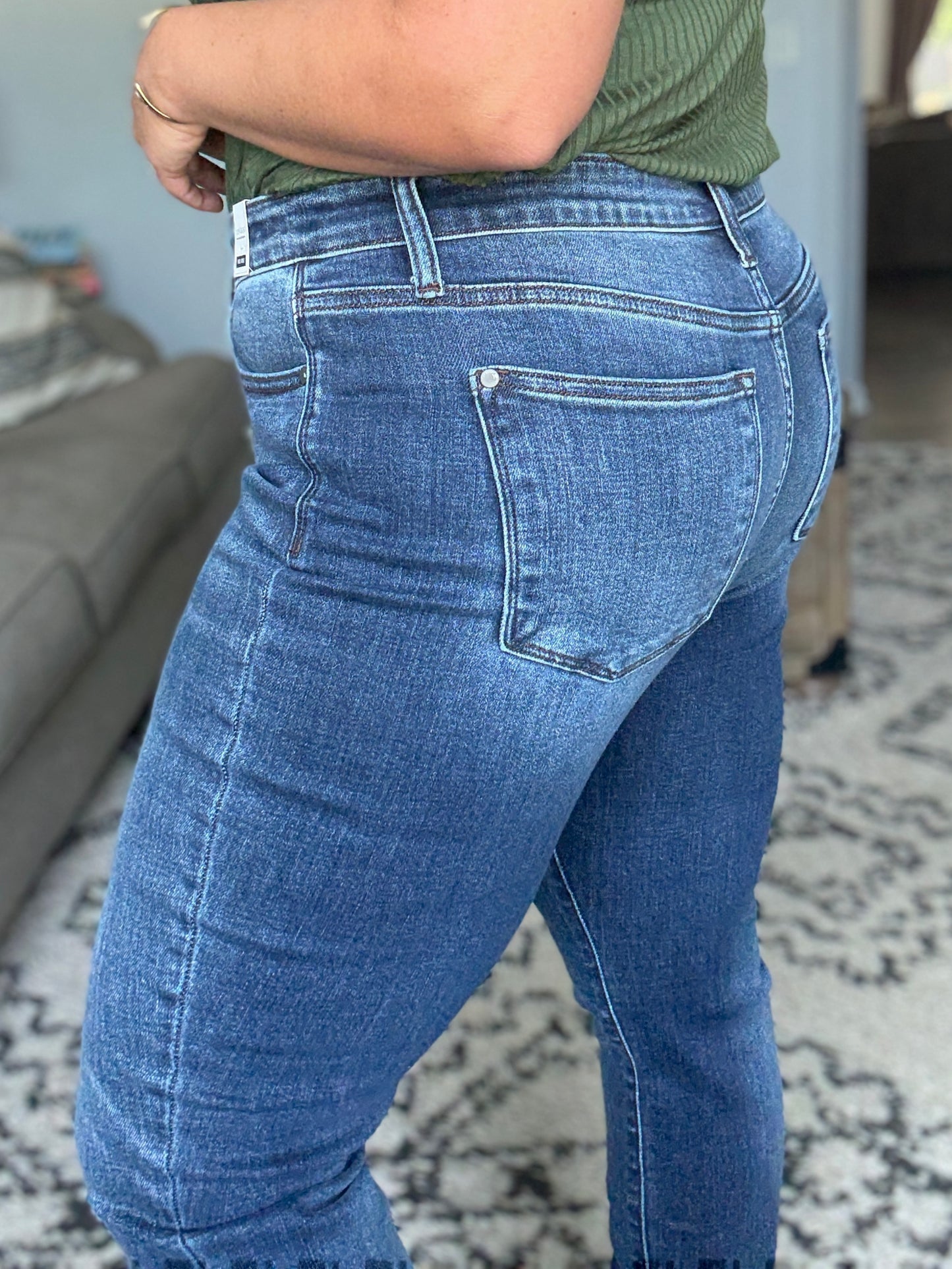 Amber Cuffed Slim Fit Dark Wash Jeans