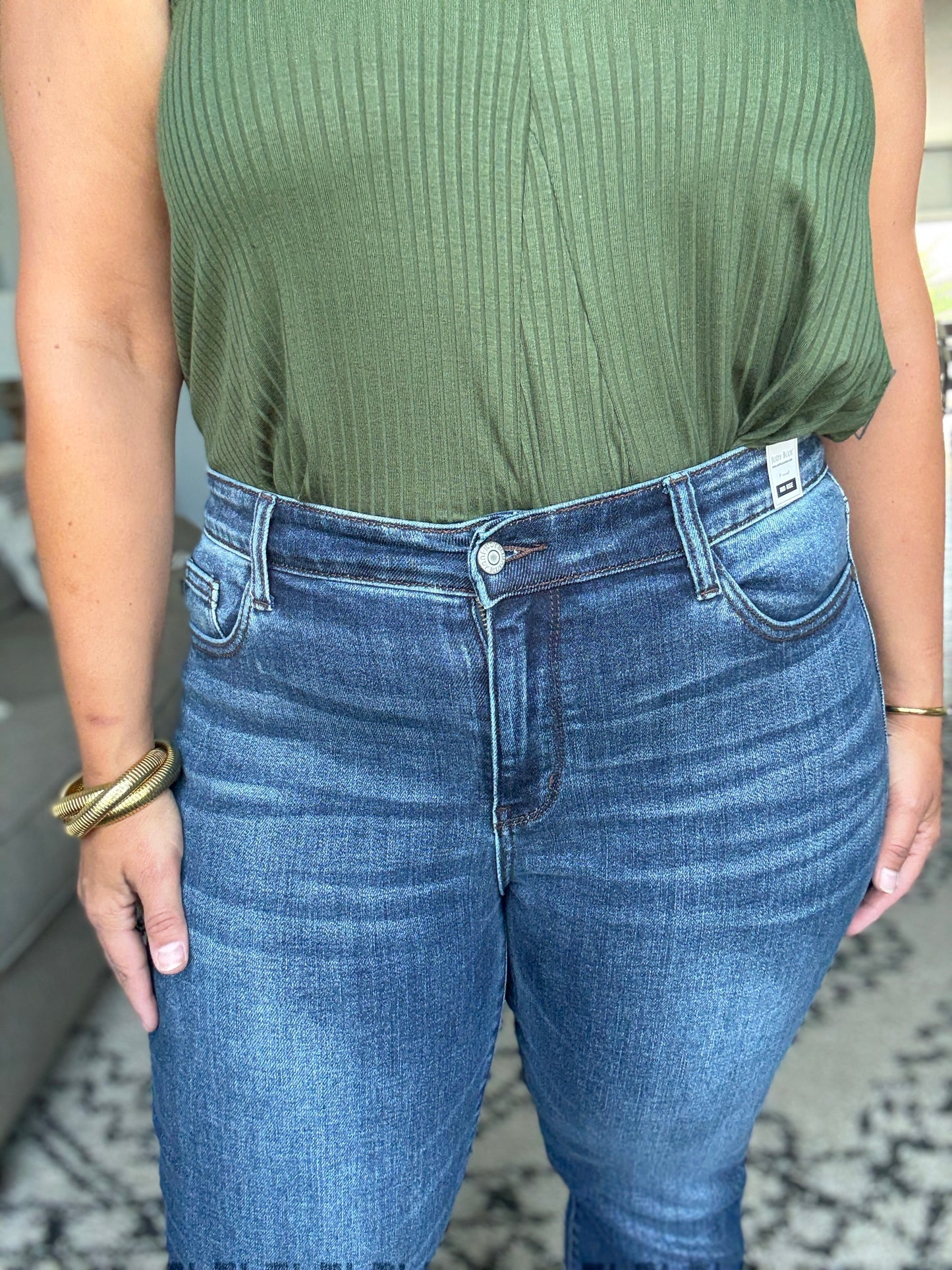 Amber Cuffed Slim Fit Dark Wash Jeans