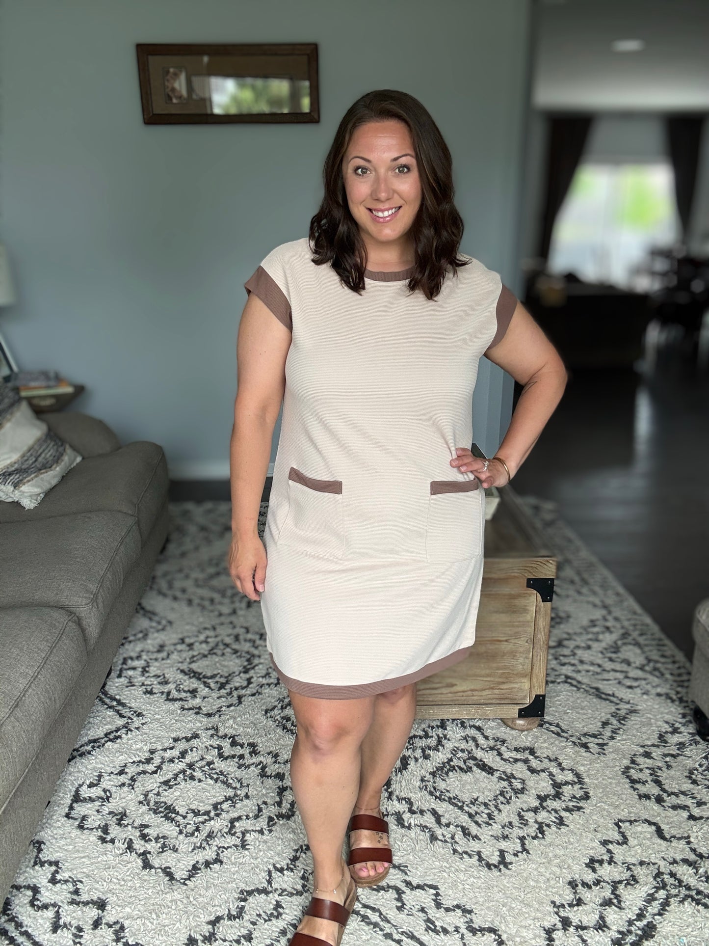 Your Place Or Mine Contrast Detail Mini Dress