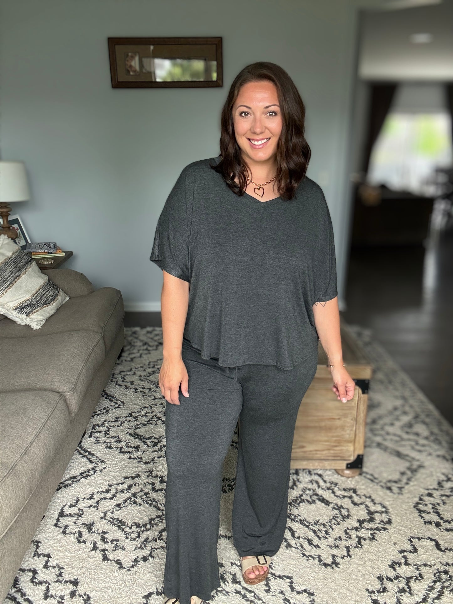 Ol' Reliable Top and Bottom Lounge Set in Charcoal