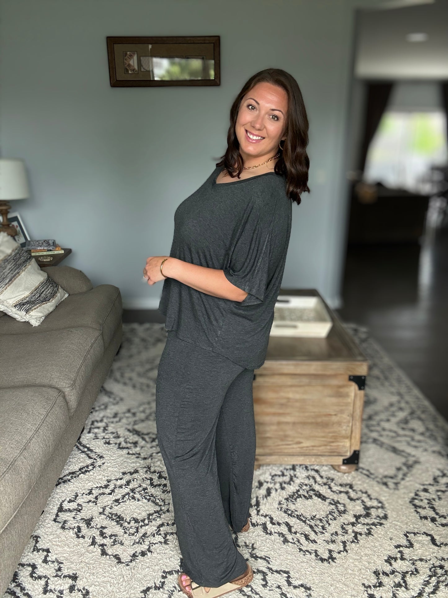 Ol' Reliable Top and Bottom Lounge Set in Charcoal