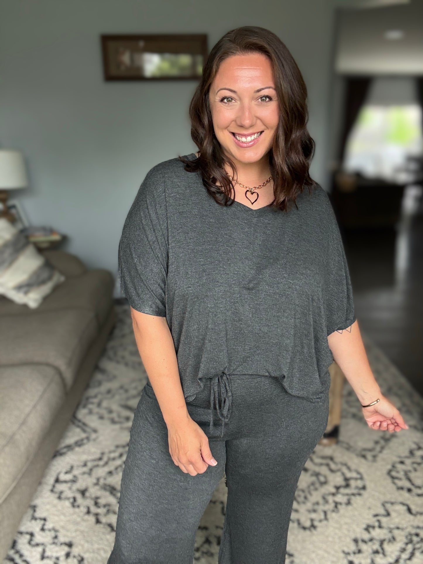 Ol' Reliable Top and Bottom Lounge Set in Charcoal