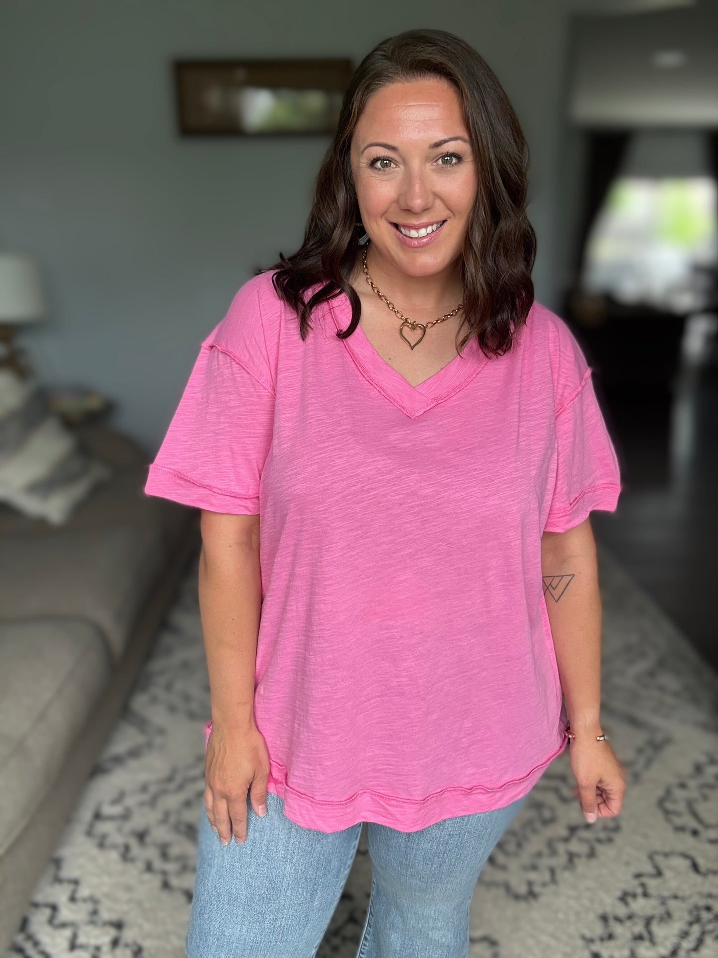 Thanks To You Relaxed Tee in Pink