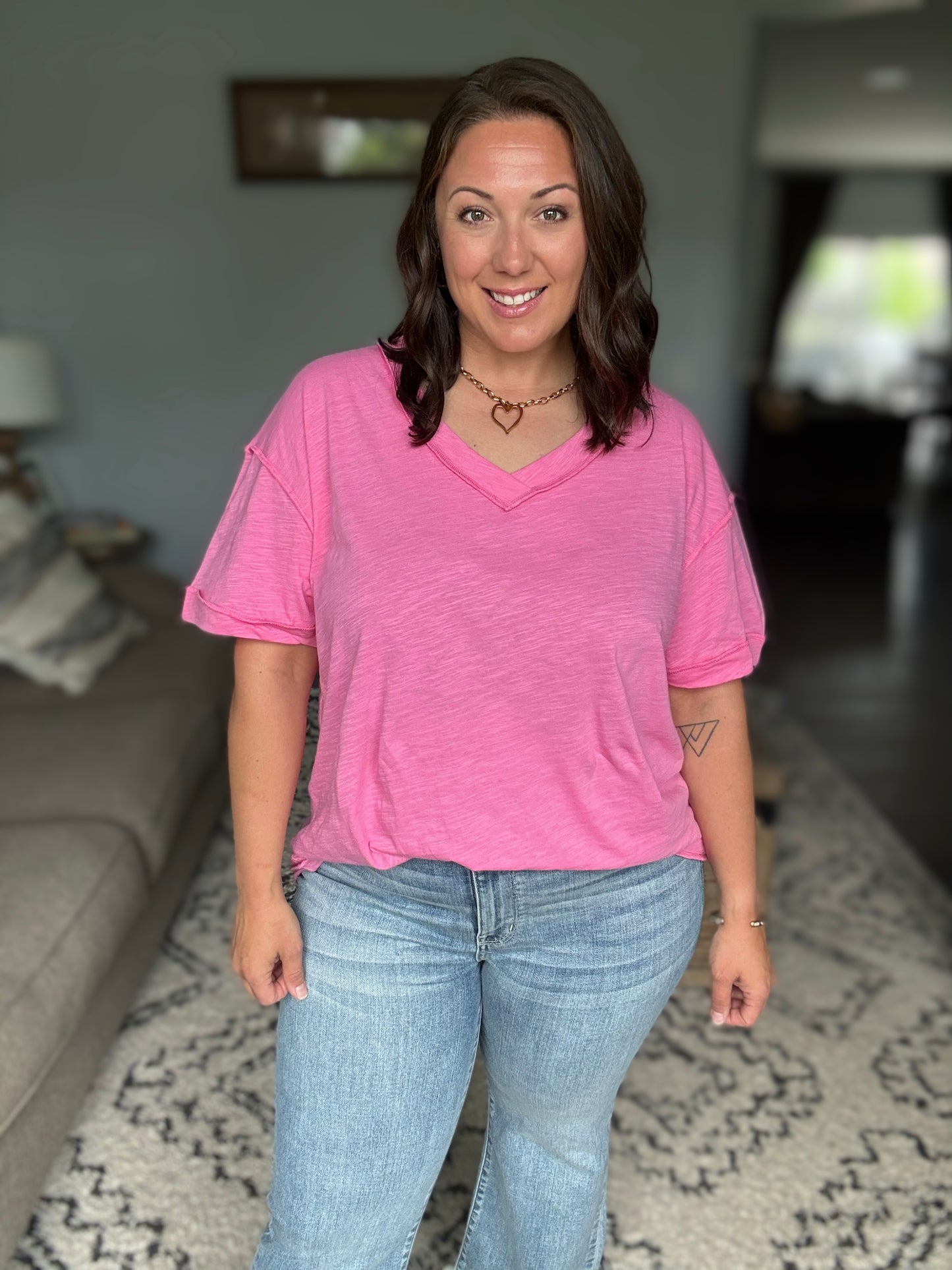 Thanks To You Relaxed Tee in Pink