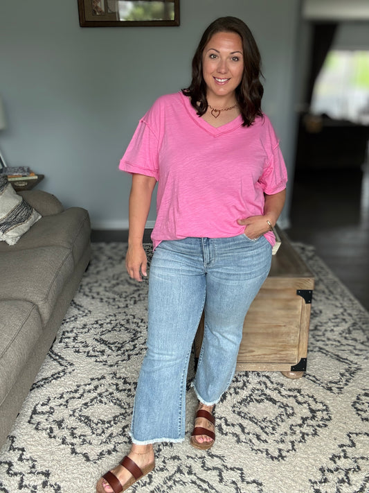 Mckaylee Mid Rise Kick Flare Jeans with Frayed Hem