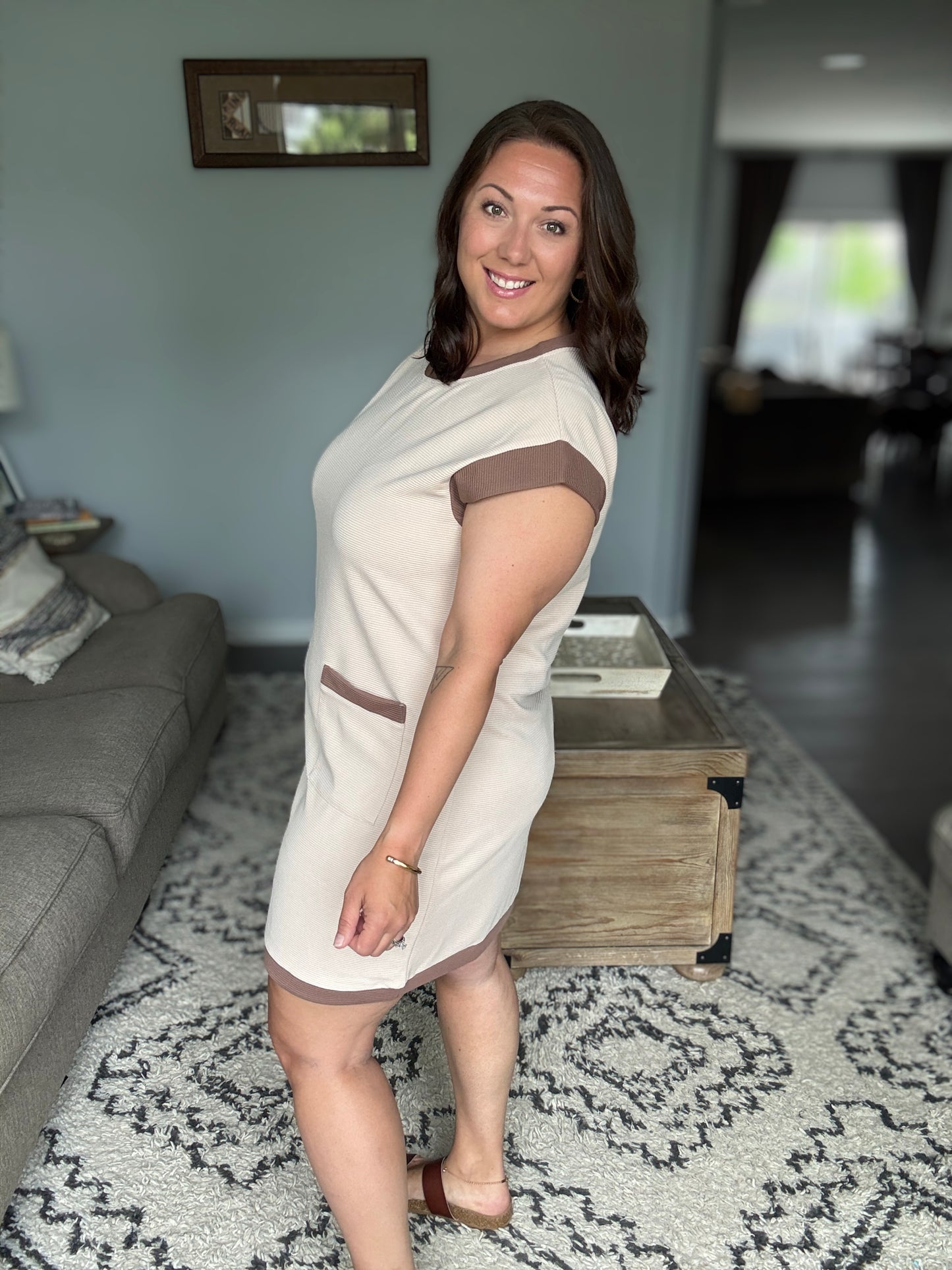 Your Place Or Mine Contrast Detail Mini Dress