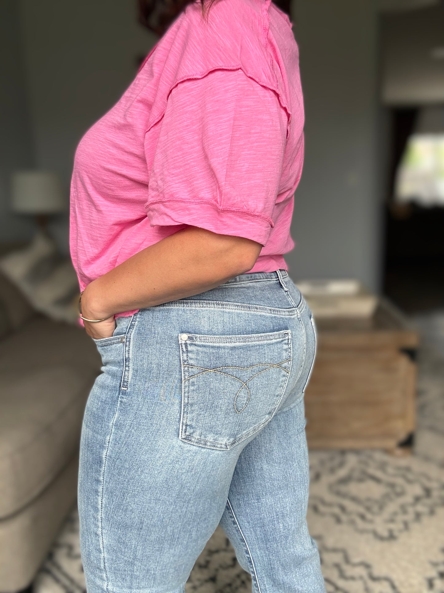 Mckaylee Mid Rise Kick Flare Jeans with Frayed Hem