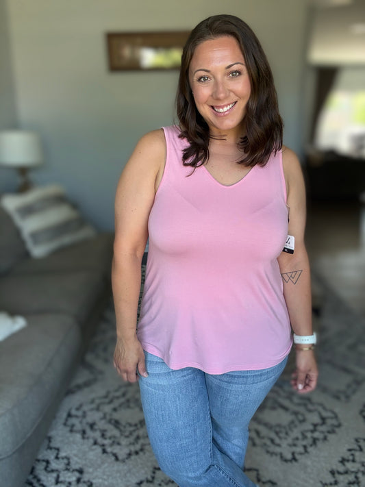 Michelle Mae Vera V Neck Tank - Pink