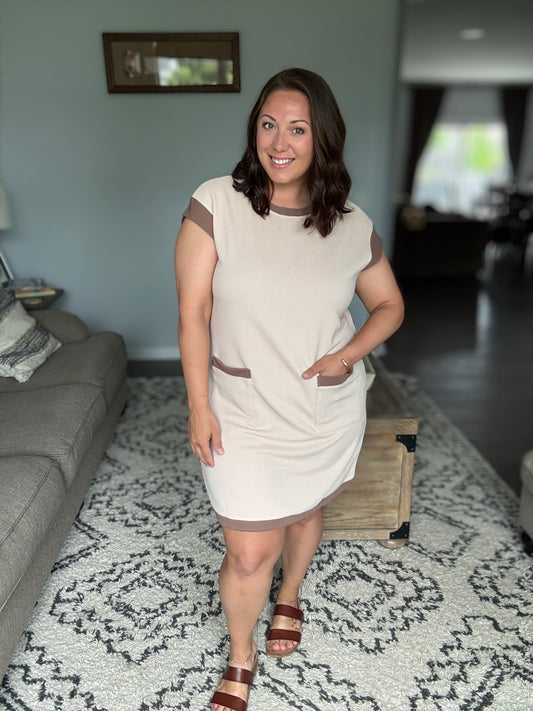 Your Place Or Mine Contrast Detail Mini Dress