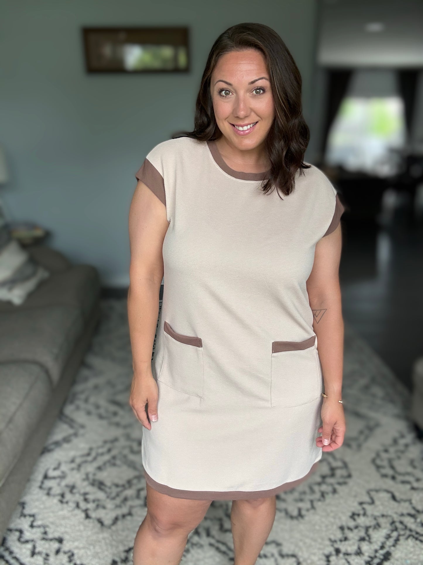 Your Place Or Mine Contrast Detail Mini Dress