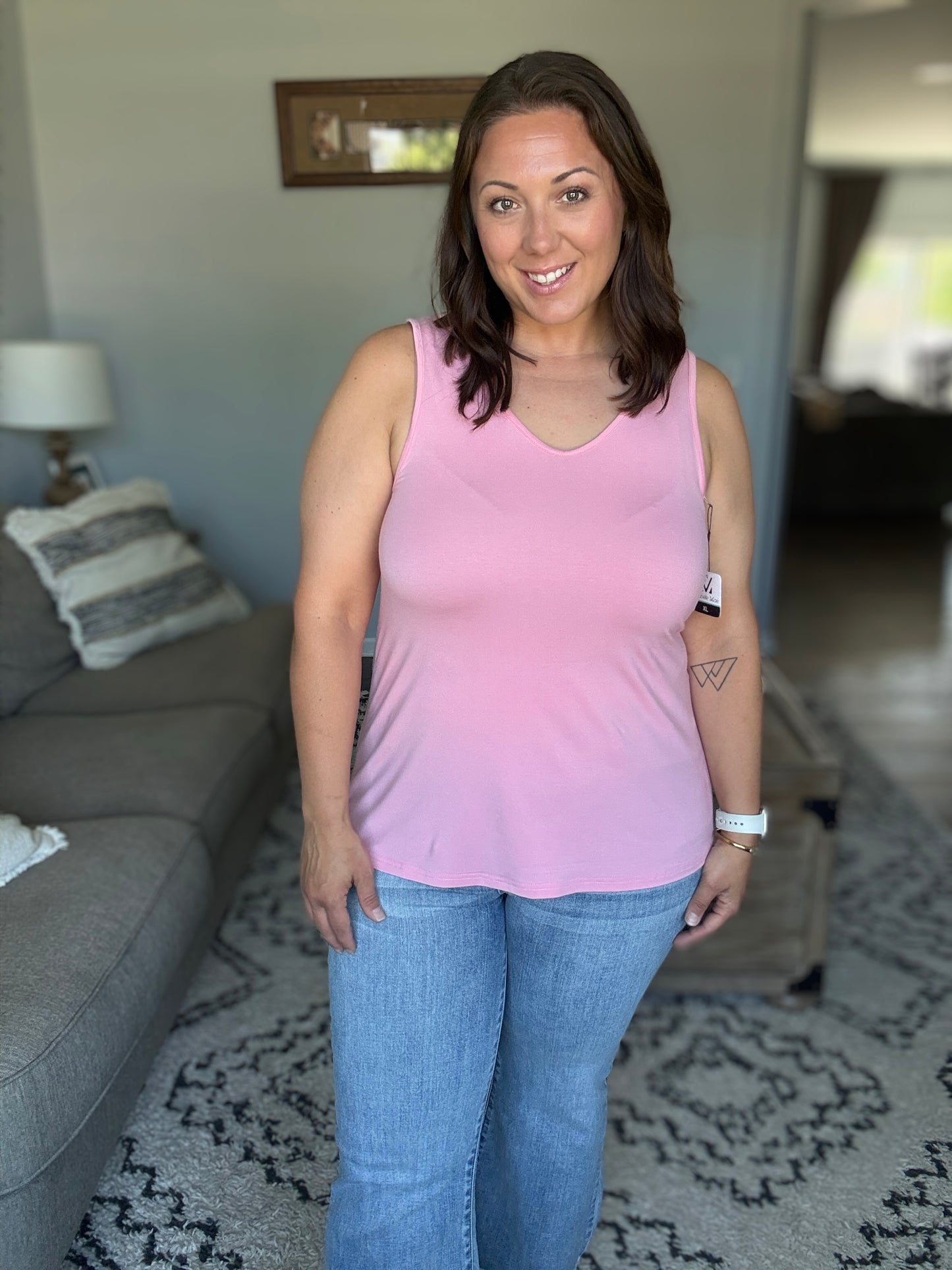 Michelle Mae Vera V Neck Tank - Pink