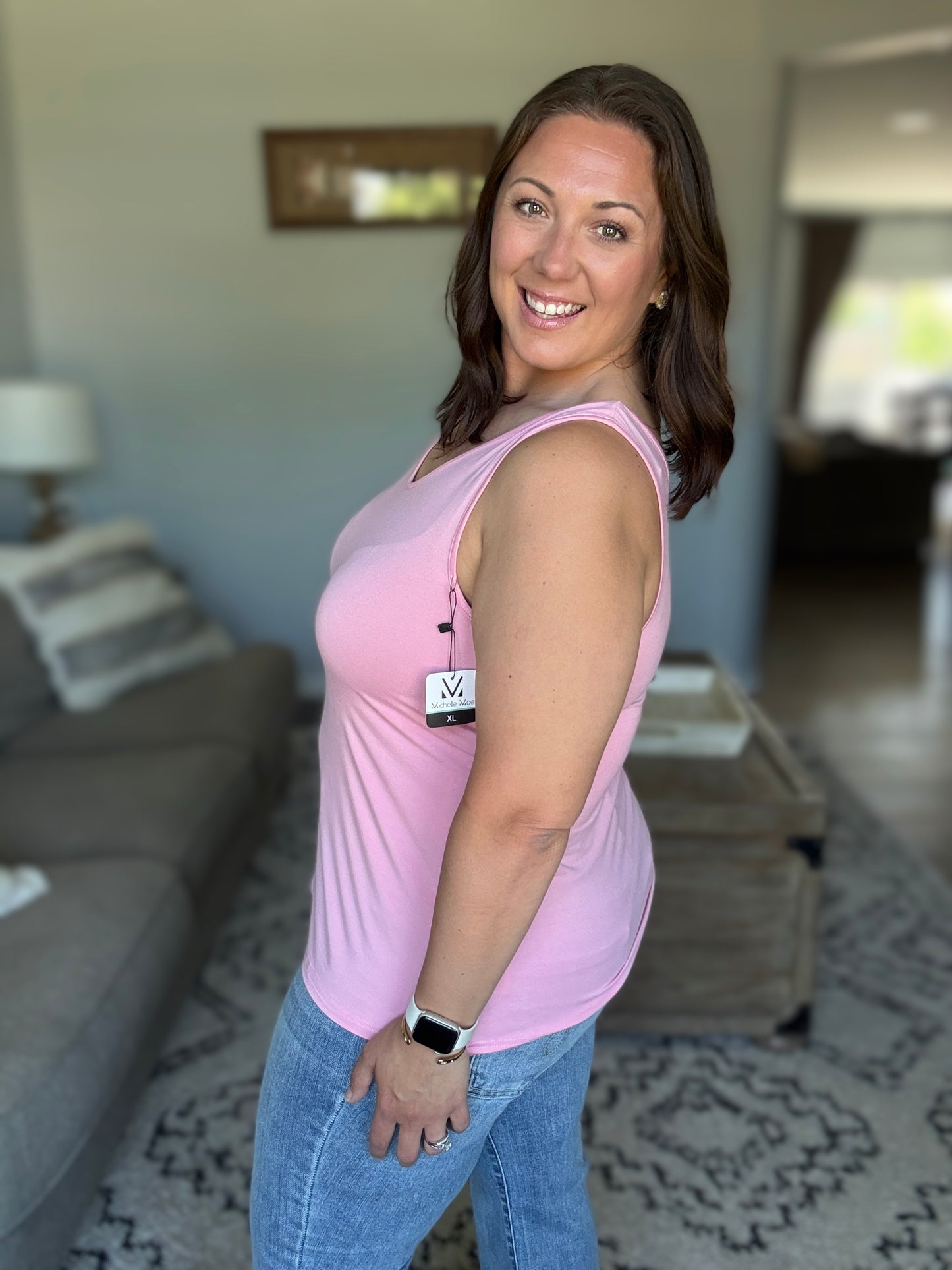 Michelle Mae Vera V Neck Tank - Pink