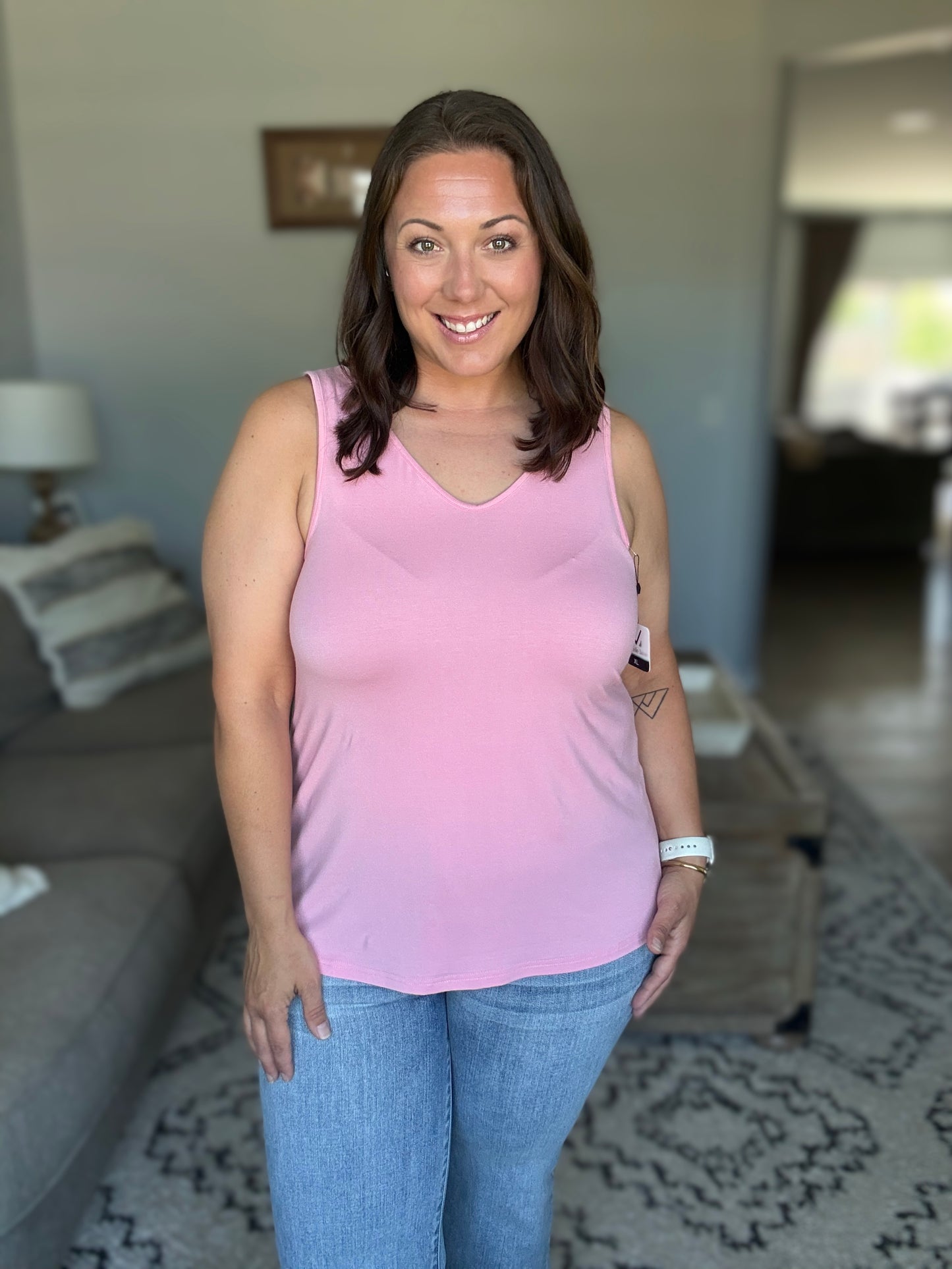 Michelle Mae Vera V Neck Tank - Pink