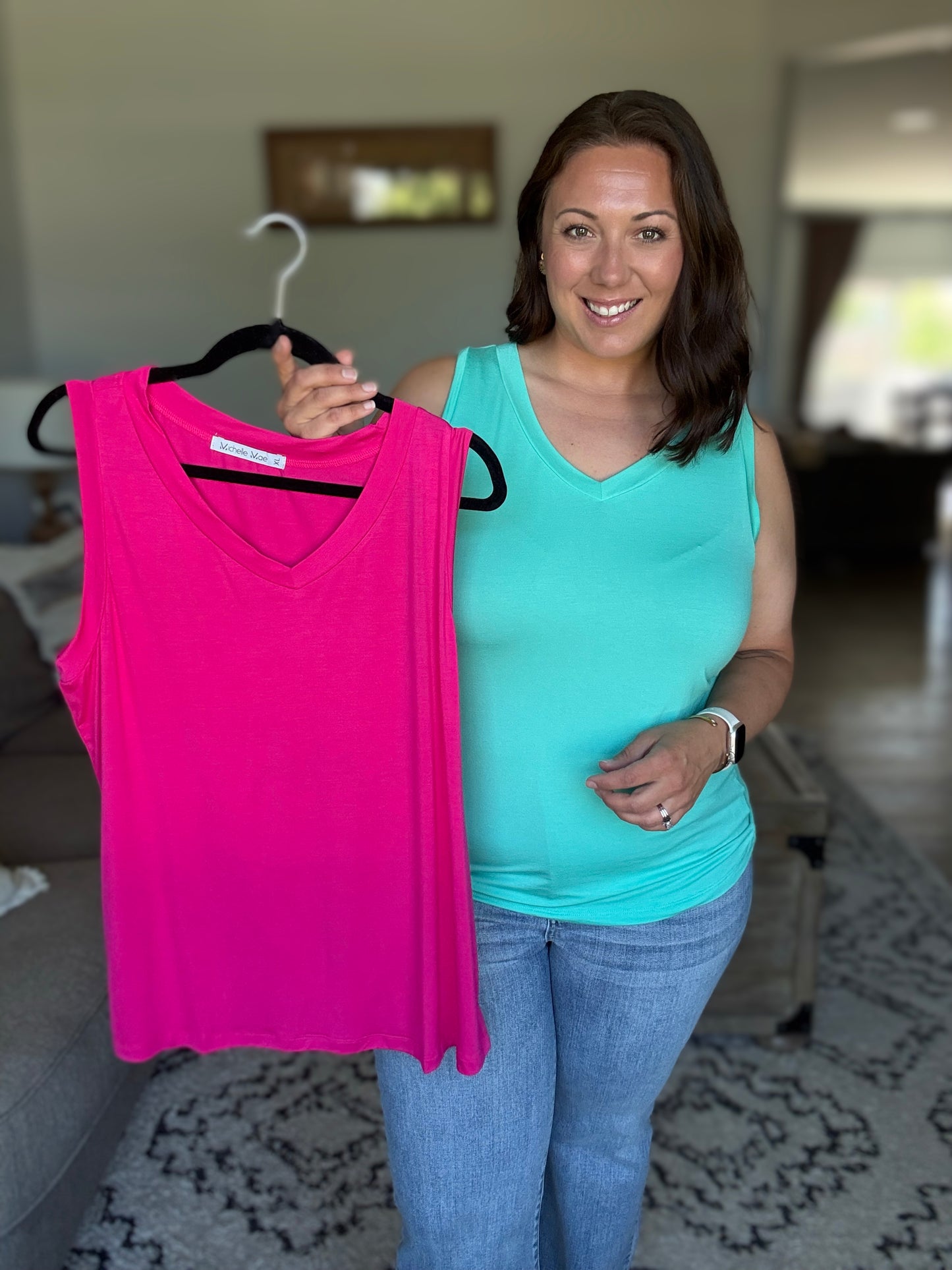Michelle Mae Noelle Tank - Hot Pink