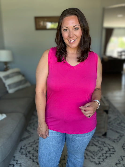 Michelle Mae Noelle Tank - Hot Pink