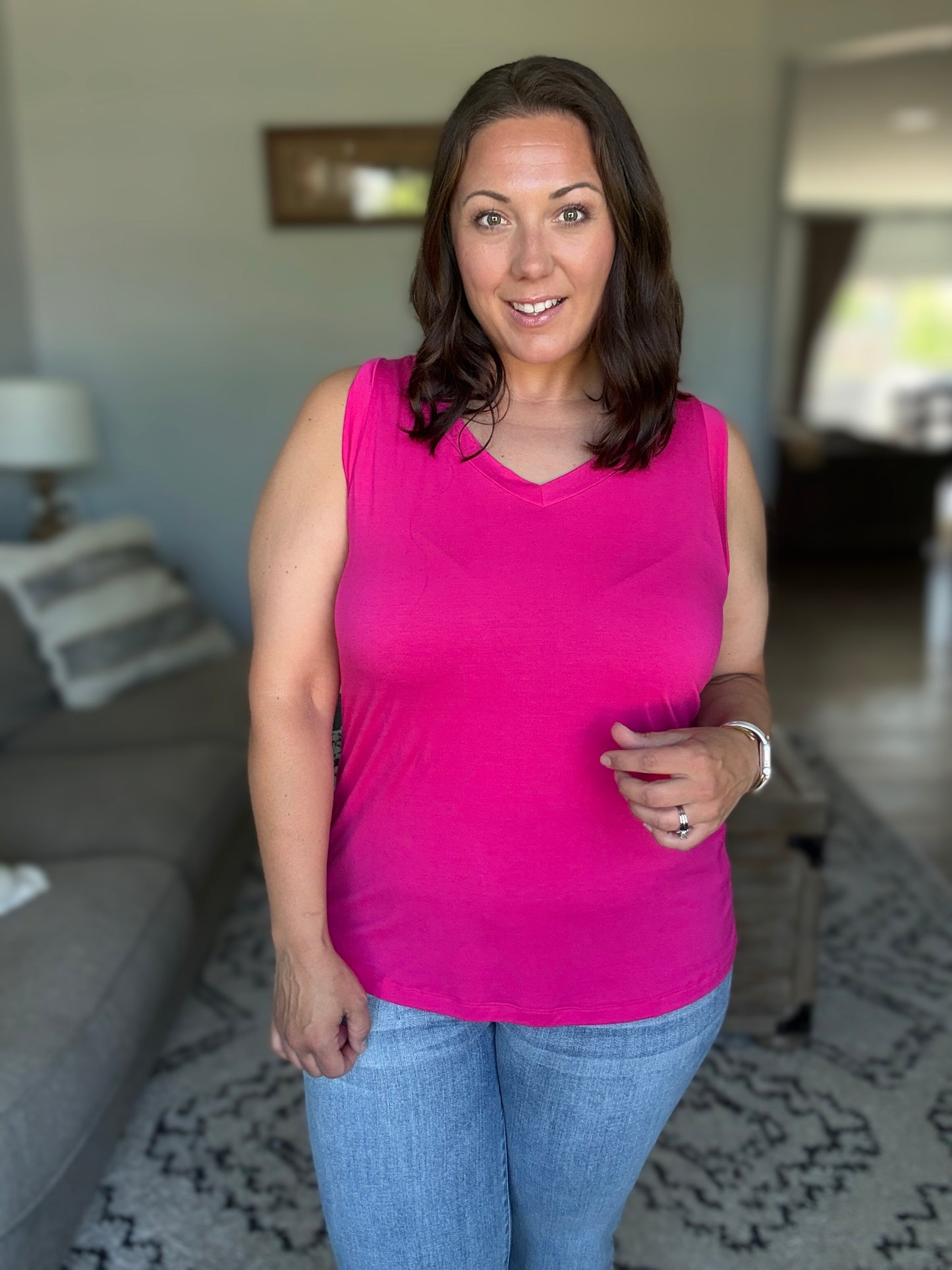 Michelle Mae Noelle Tank - Hot Pink