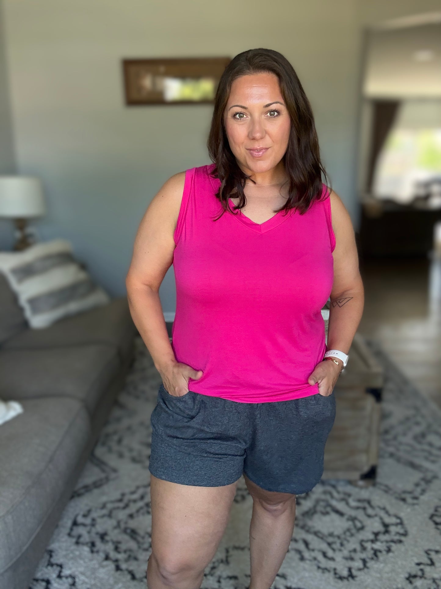 Michelle Mae Candice Crinkle Shorts - Charcoal