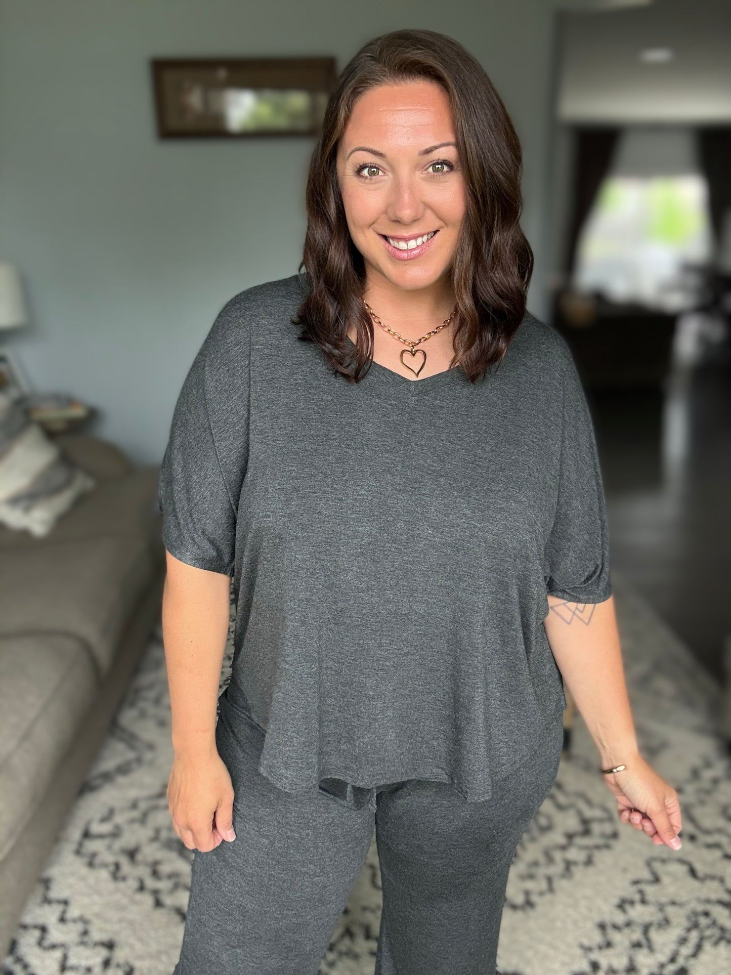Ol' Reliable Top and Bottom Lounge Set in Charcoal
