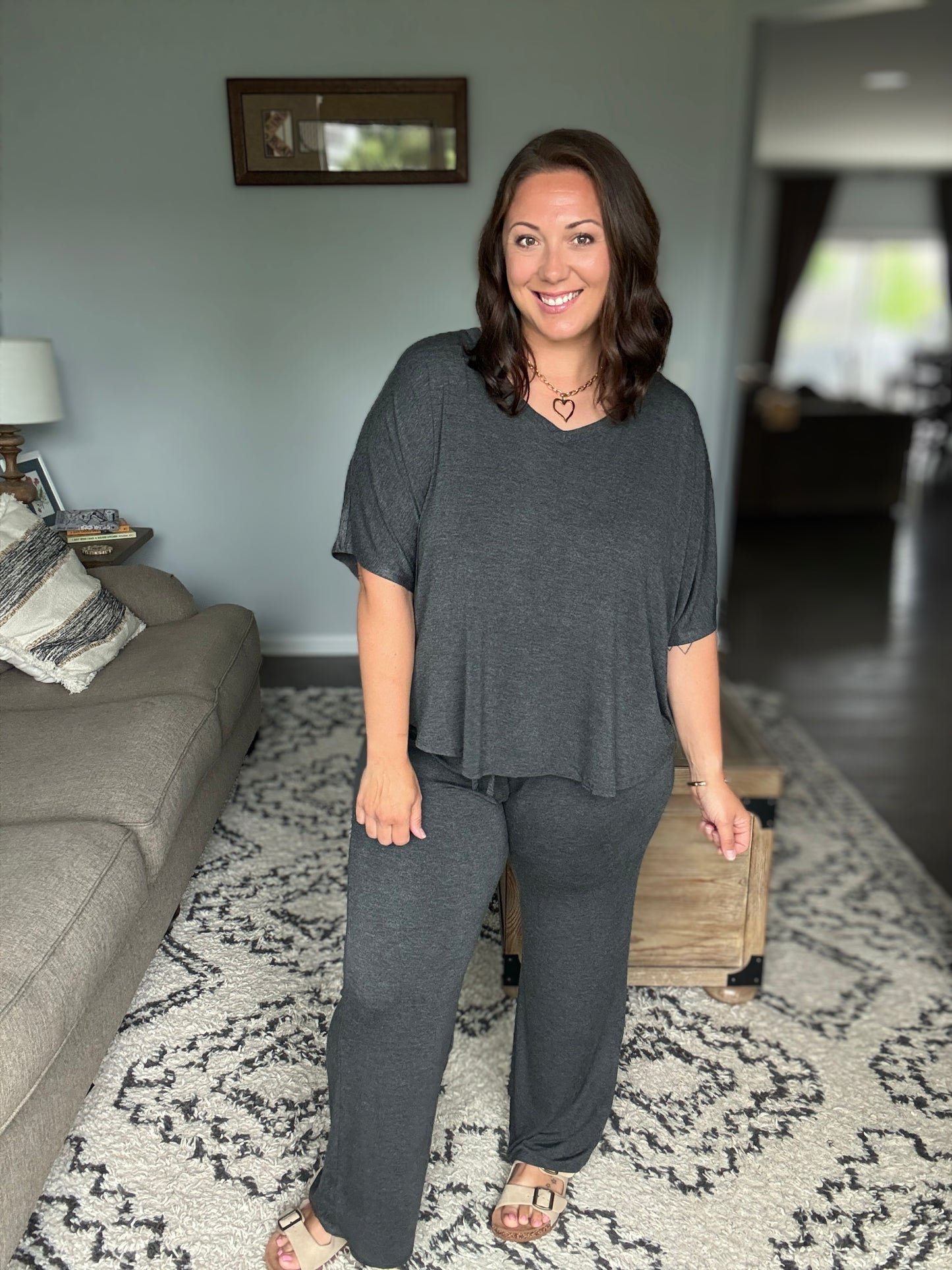 Ol' Reliable Top and Bottom Lounge Set in Charcoal