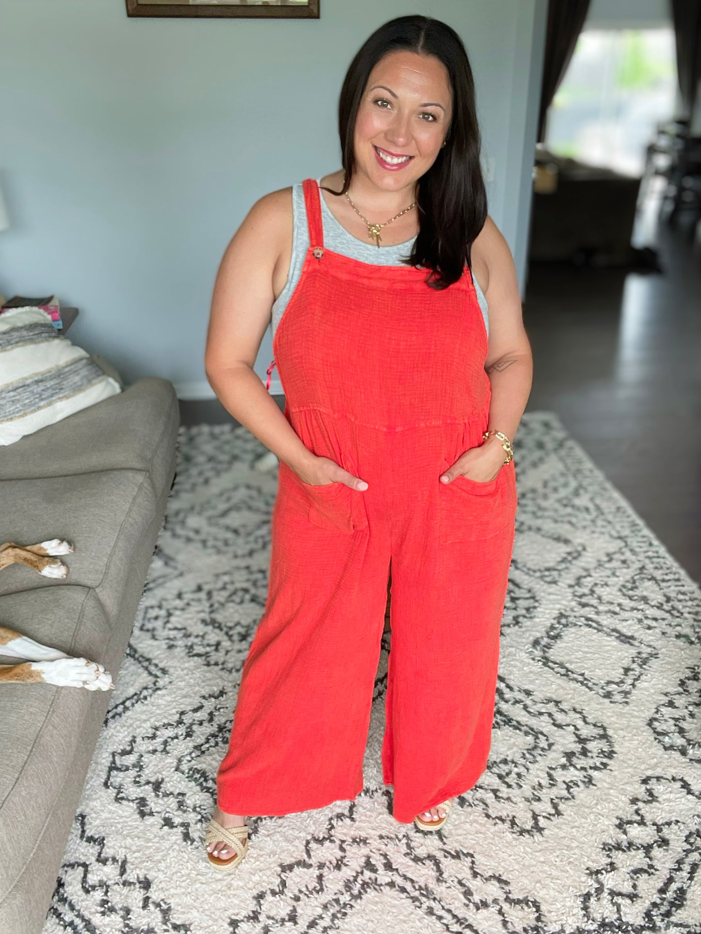 Yankee Doodle Crinkle Woven Jumpsuit