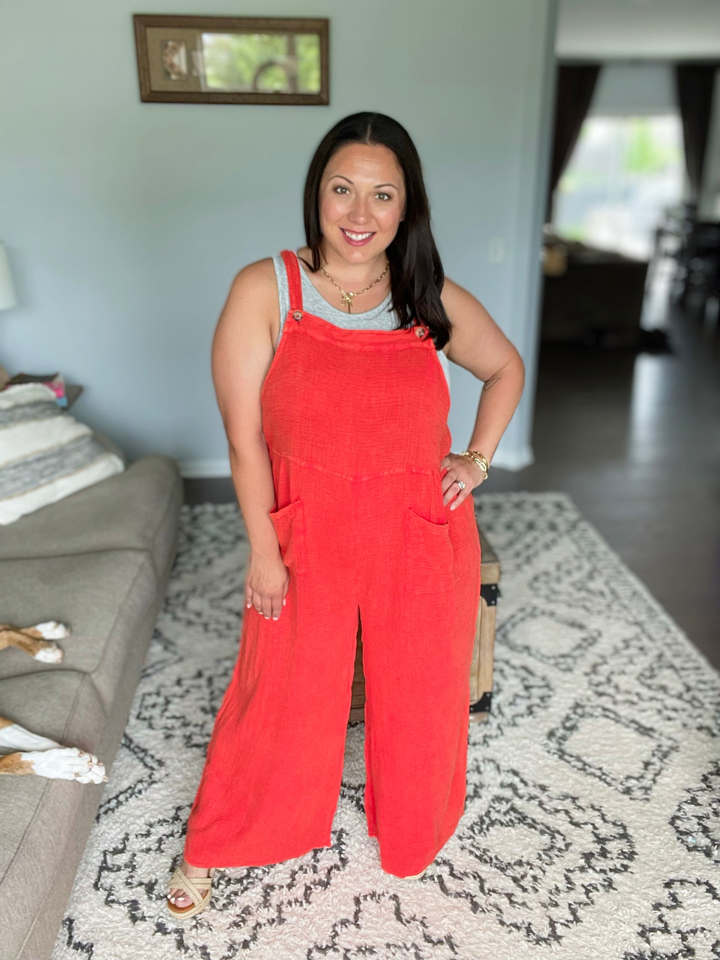 Yankee Doodle Crinkle Woven Jumpsuit