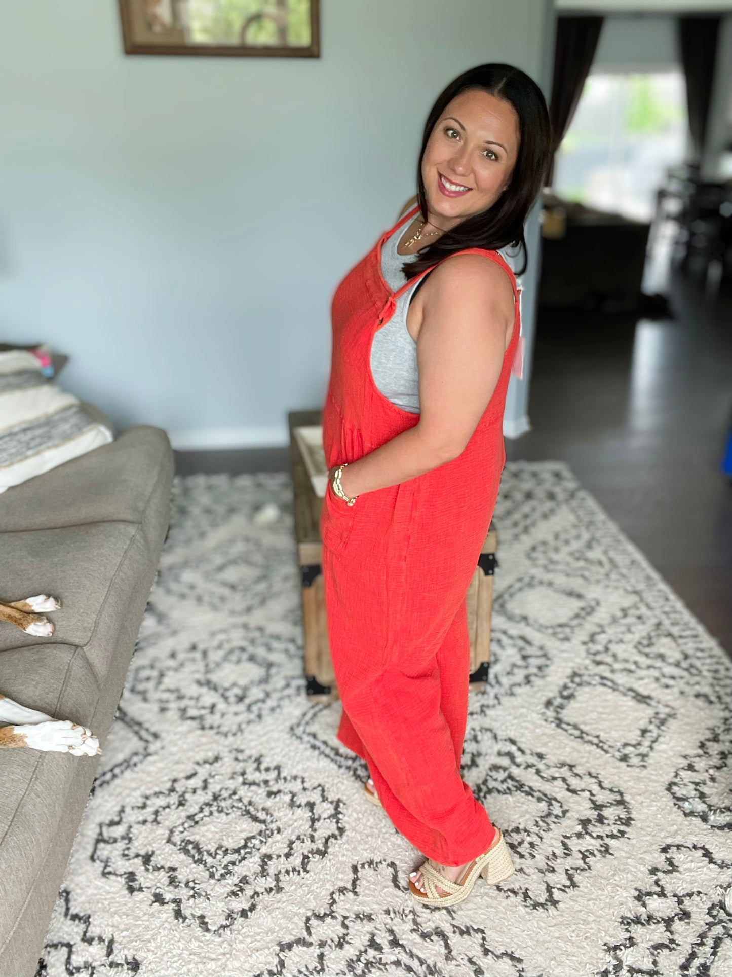 Yankee Doodle Crinkle Woven Jumpsuit