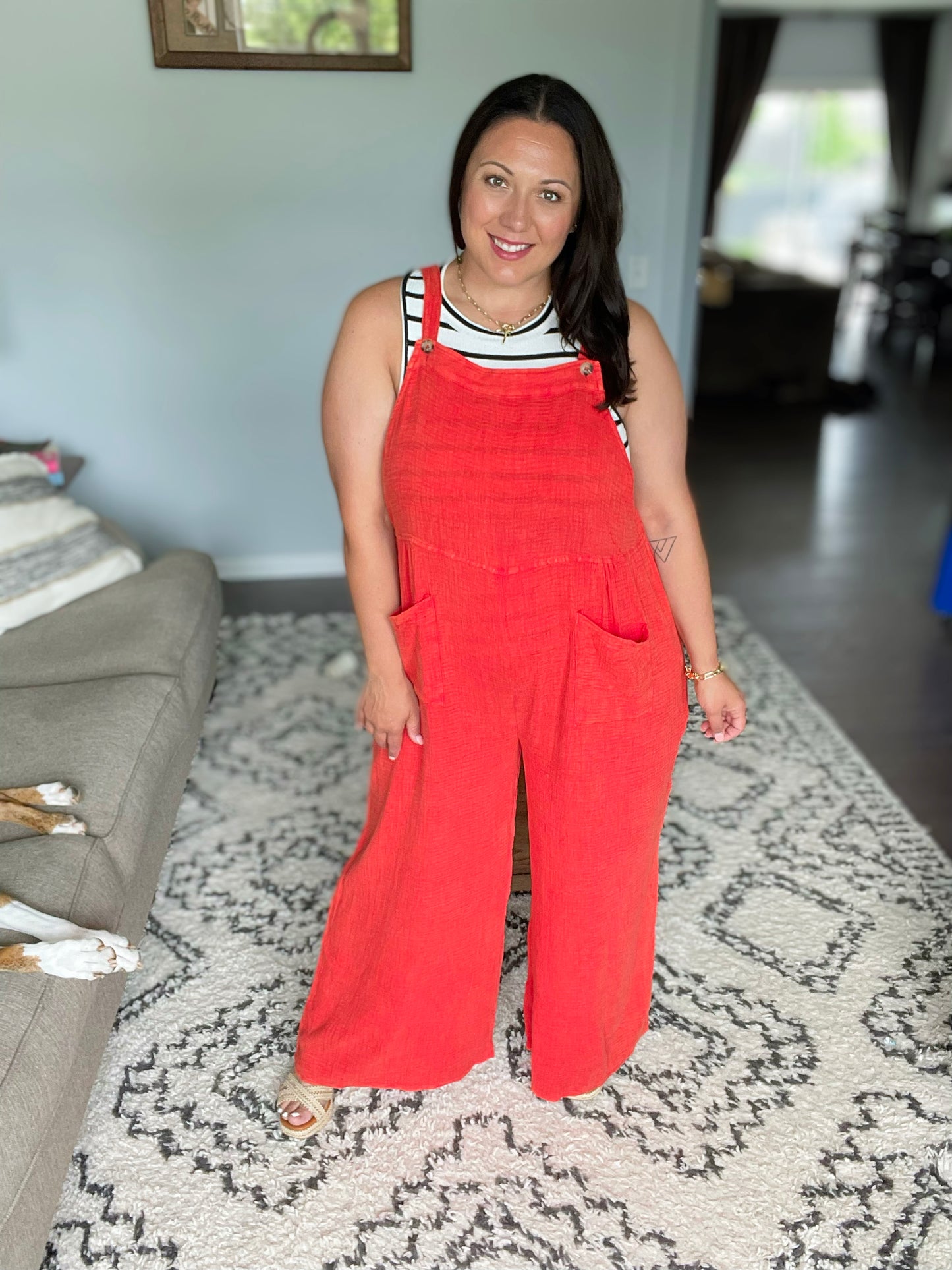 Yankee Doodle Crinkle Woven Jumpsuit