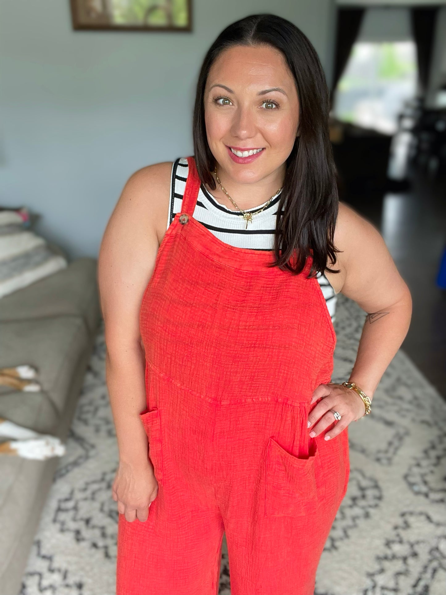 Yankee Doodle Crinkle Woven Jumpsuit